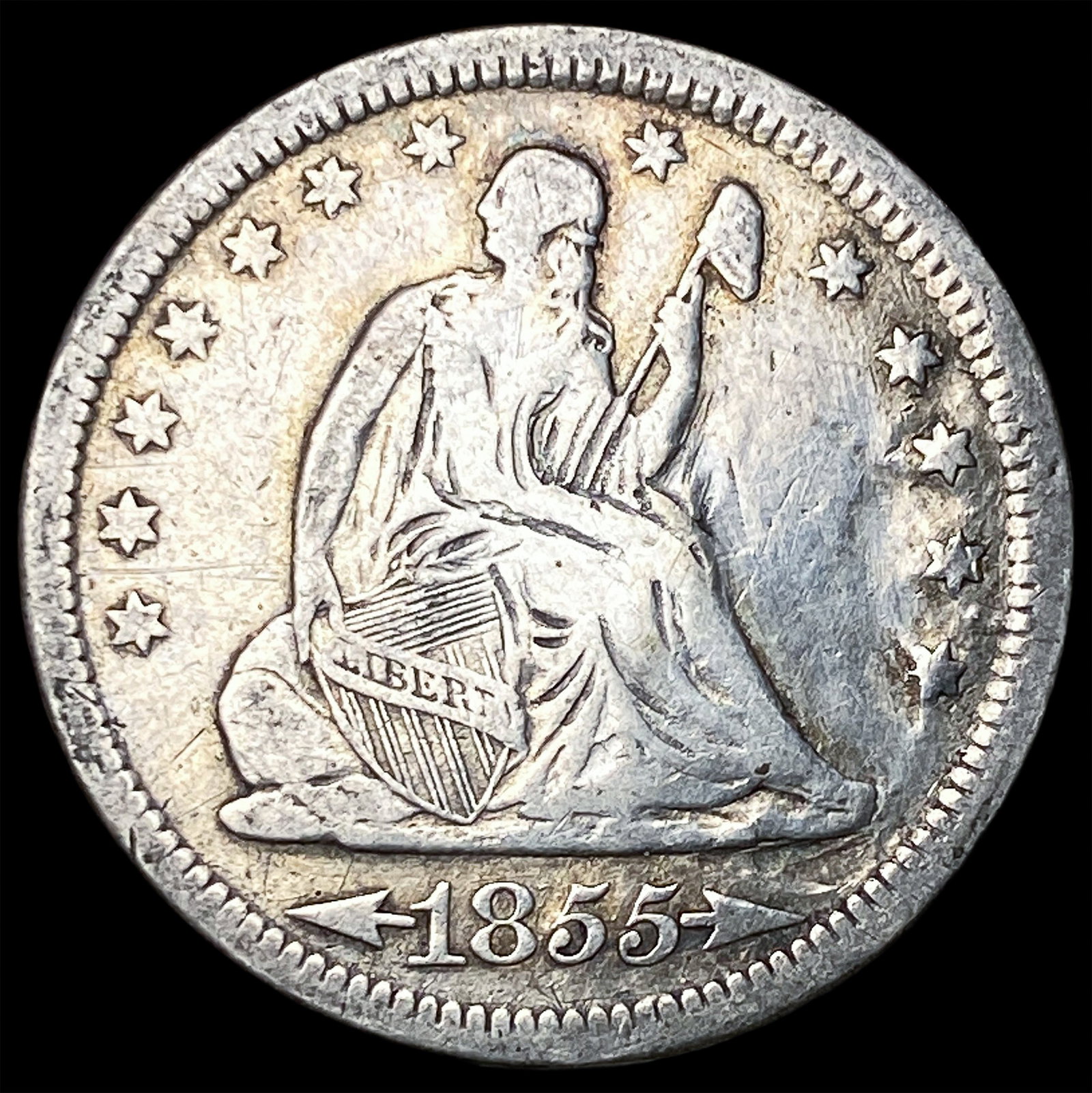 1855 Arrows Seated Liberty Quarter LIGHTLY CIRCULATED: 1855 Arrows Seated Liberty Quarter LIGHTLY CIRCULATED