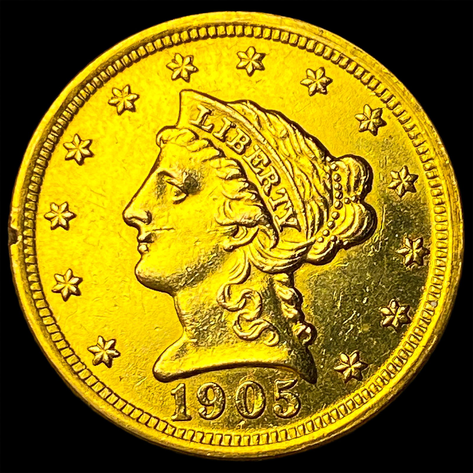 1905 Liberty Head Gold Quarter Eagle $2.50 CLOSELY UNCIRCULATED: 1905 Liberty Head Gold Quarter Eagle $2.50 CLOSELY UNCIRCULATED