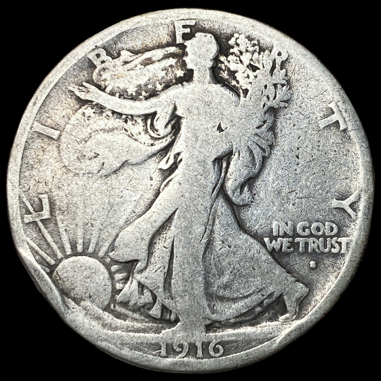 1916 Walking Liberty Half Dollar NICELY CIRCULATED: 1916 Walking Liberty Half Dollar NICELY CIRCULATED