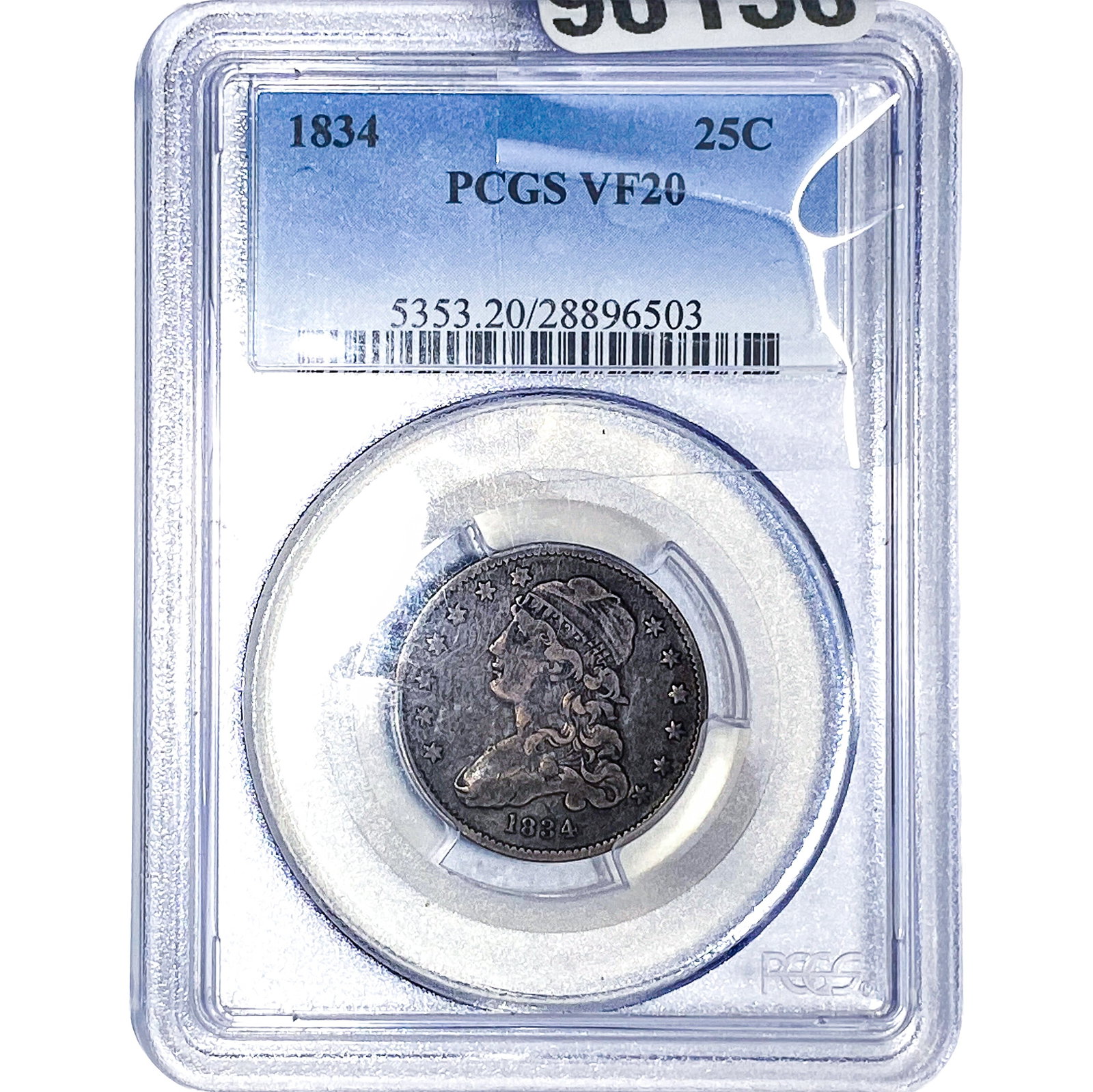 1834 Capped Bust Quarter PCGS VF20: 1834 Capped Bust Quarter PCGS VF20