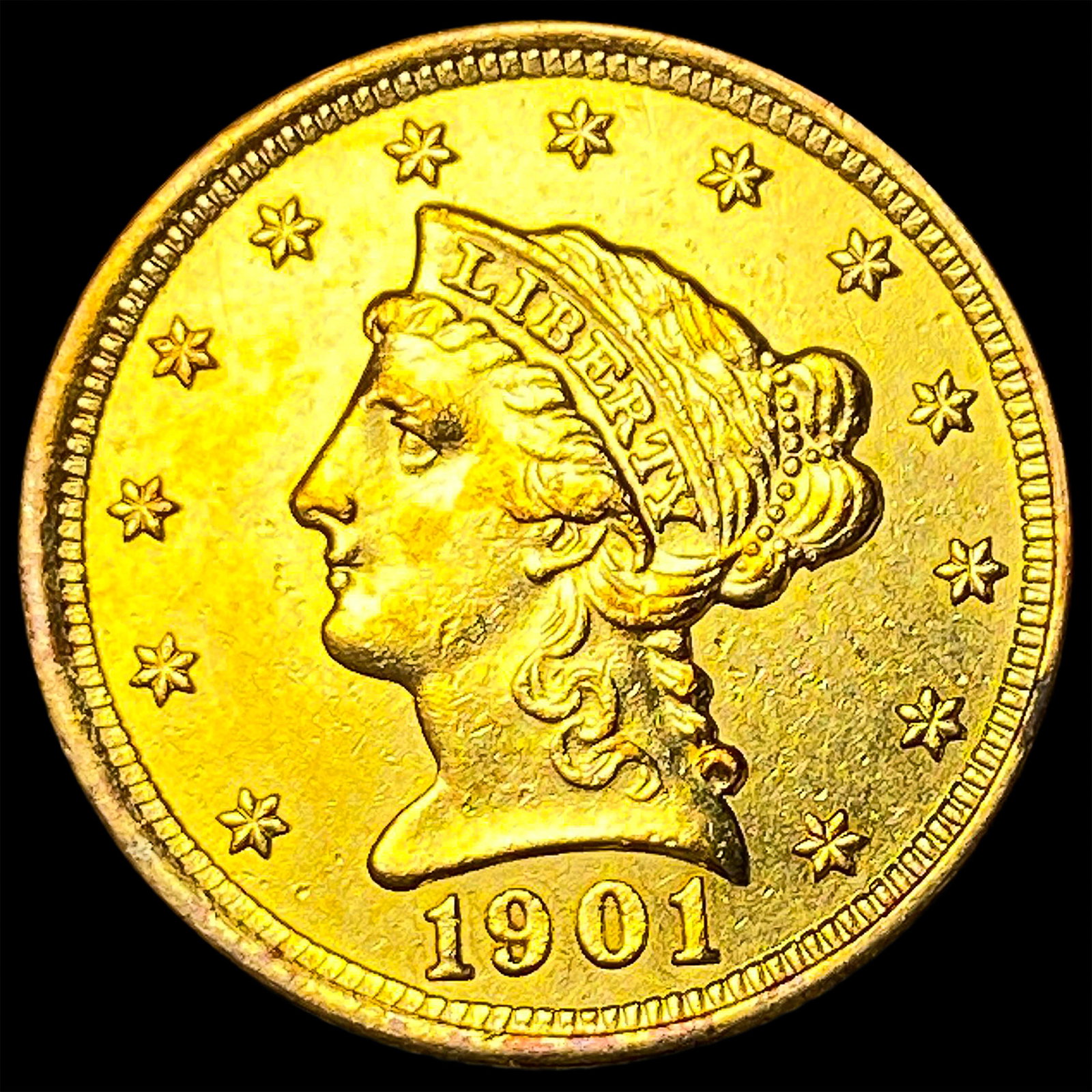 1901 Liberty Head Gold Quarter Eagle $2.50 CLOSELY UNCIRCULATED: 1901 Liberty Head Gold Quarter Eagle $2.50 CLOSELY UNCIRCULATED
