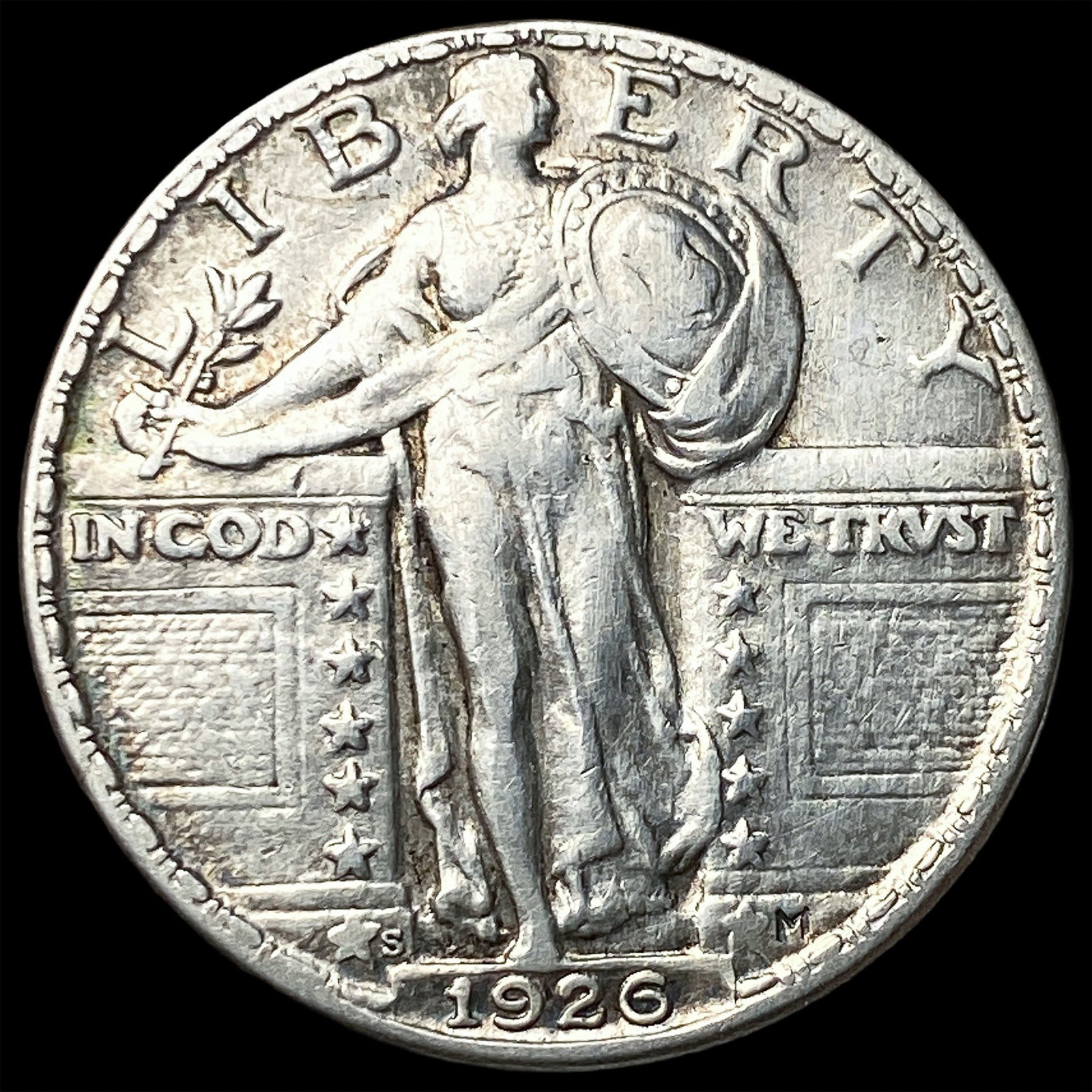 1926-S Silver Standing Liberty Quarter NEARLY UNCIRCULATED: 1926-S Silver Standing Liberty Quarter NEARLY UNCIRCULATED