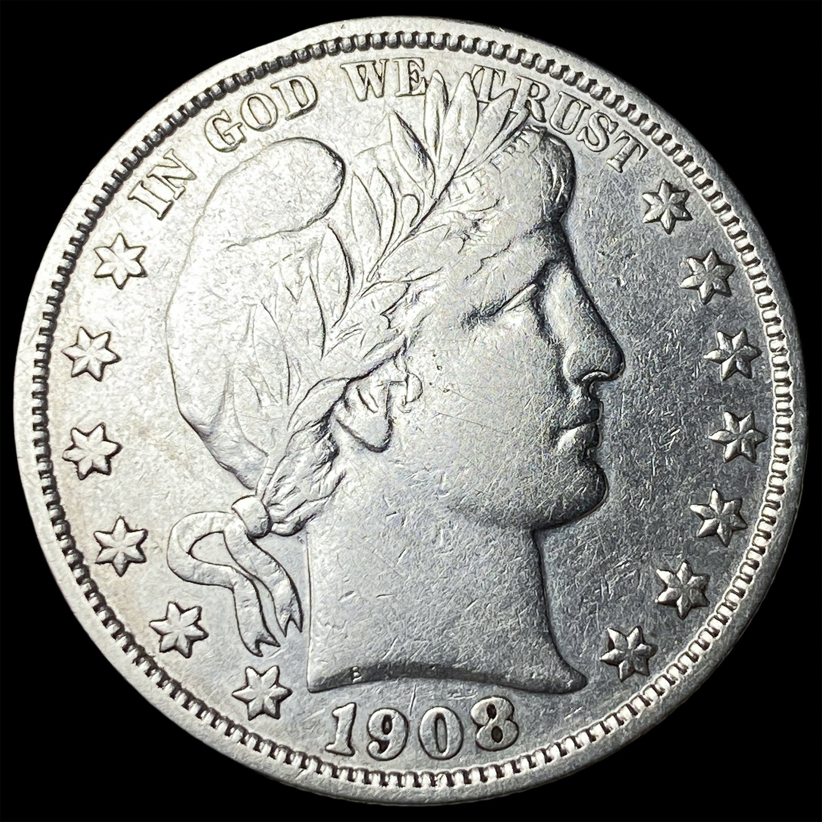 1908-O Silver Barber Half Dollar NEARLY UNCIRCULATED: 1908-O Silver Barber Half Dollar NEARLY UNCIRCULATED