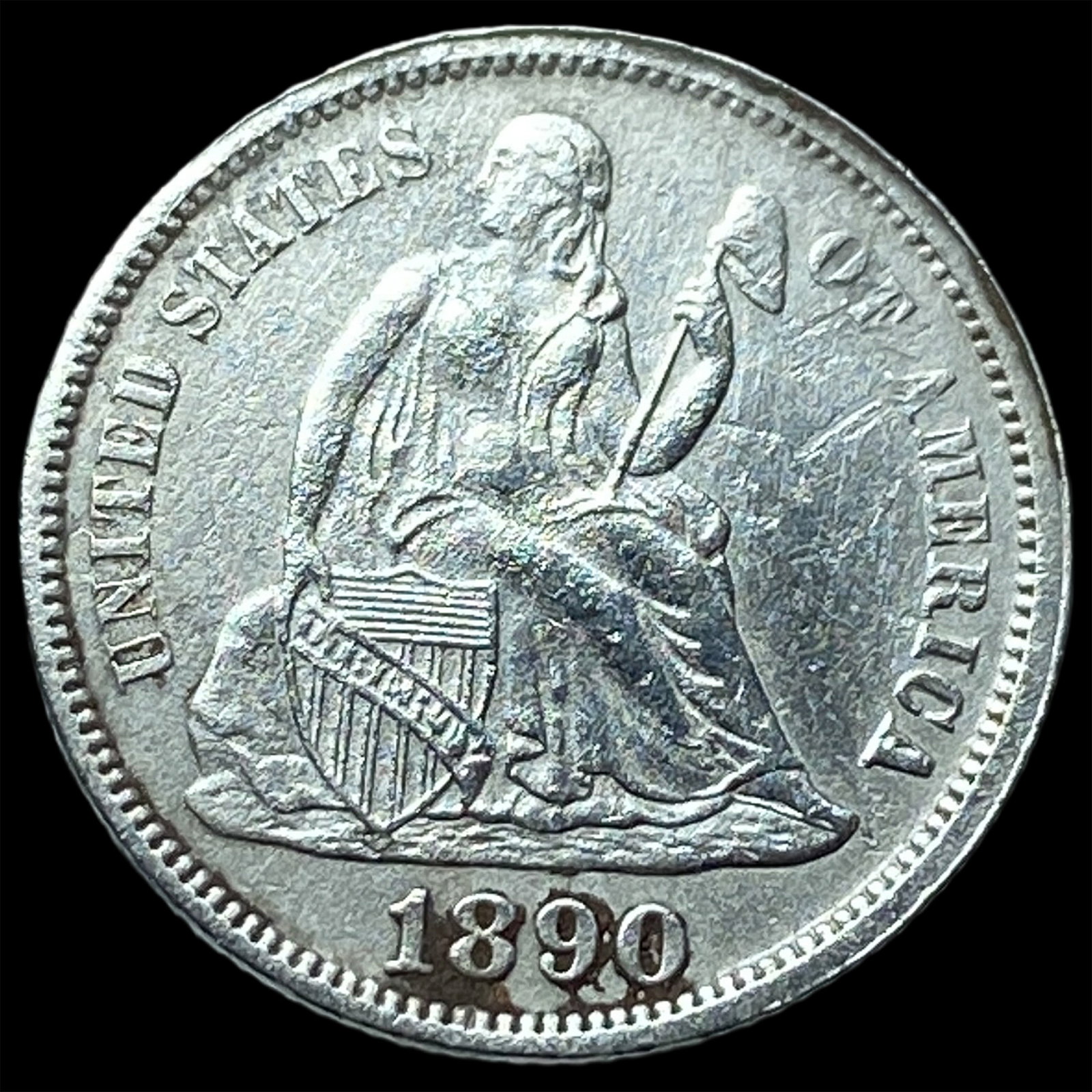1890 Silver Seated Liberty Dime HIGH GRADE: 1890 Silver Seated Liberty Dime HIGH GRADE