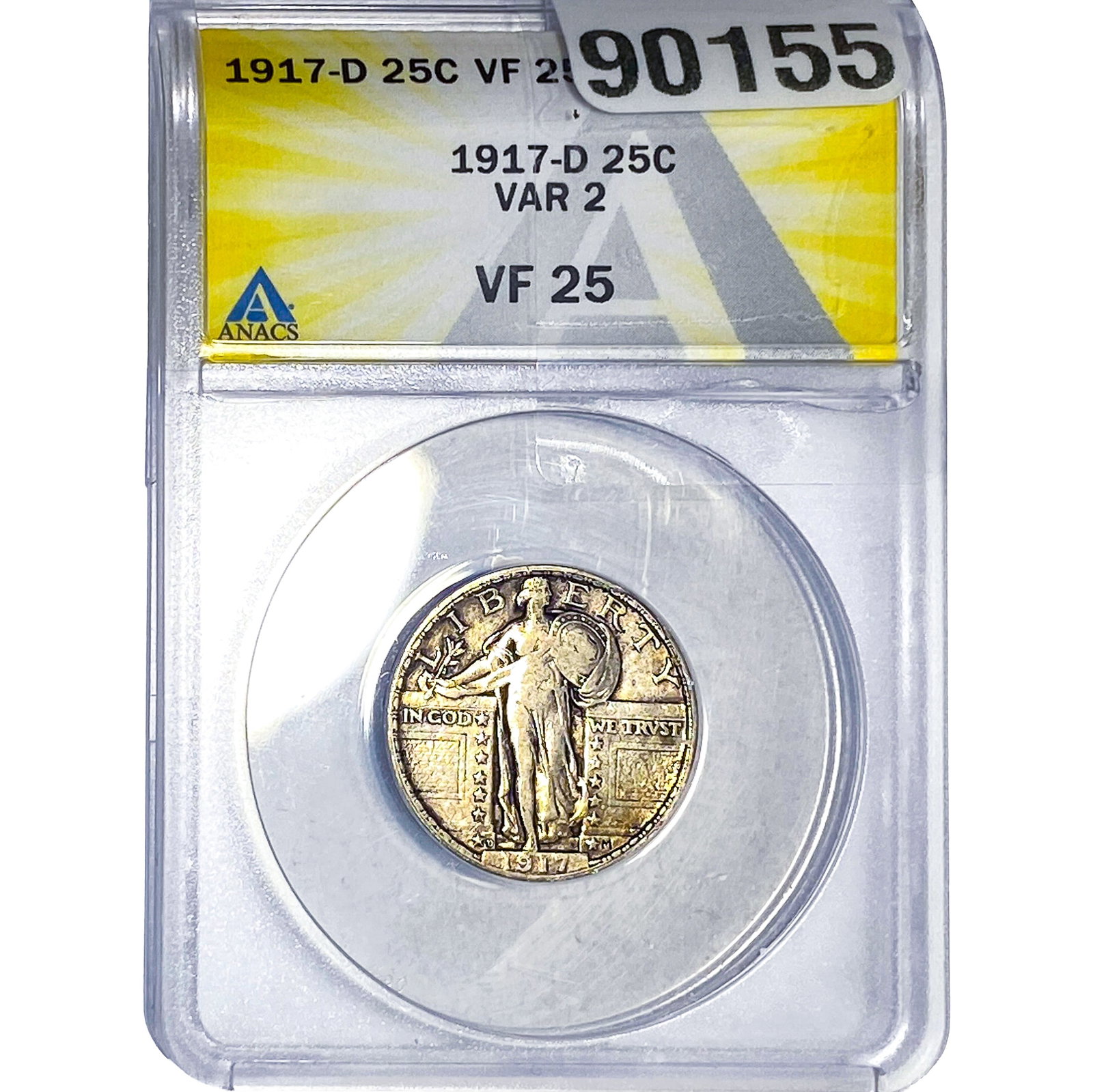 1917-D Standing Liberty Quarter ANACS VF25: 1917-D Standing Liberty Quarter ANACS VF25