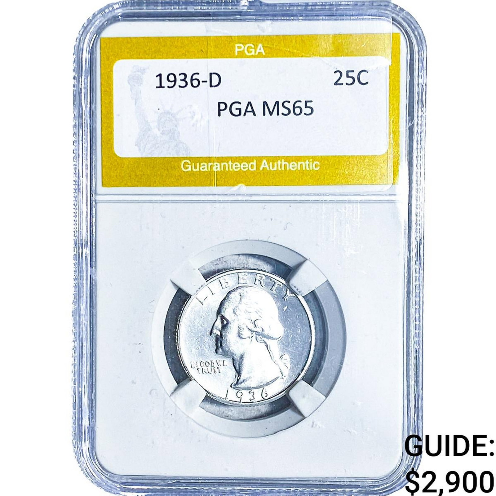 1936-D Washington Silver Quarter PGA MS65: 1936-D Washington Silver Quarter PGA MS65