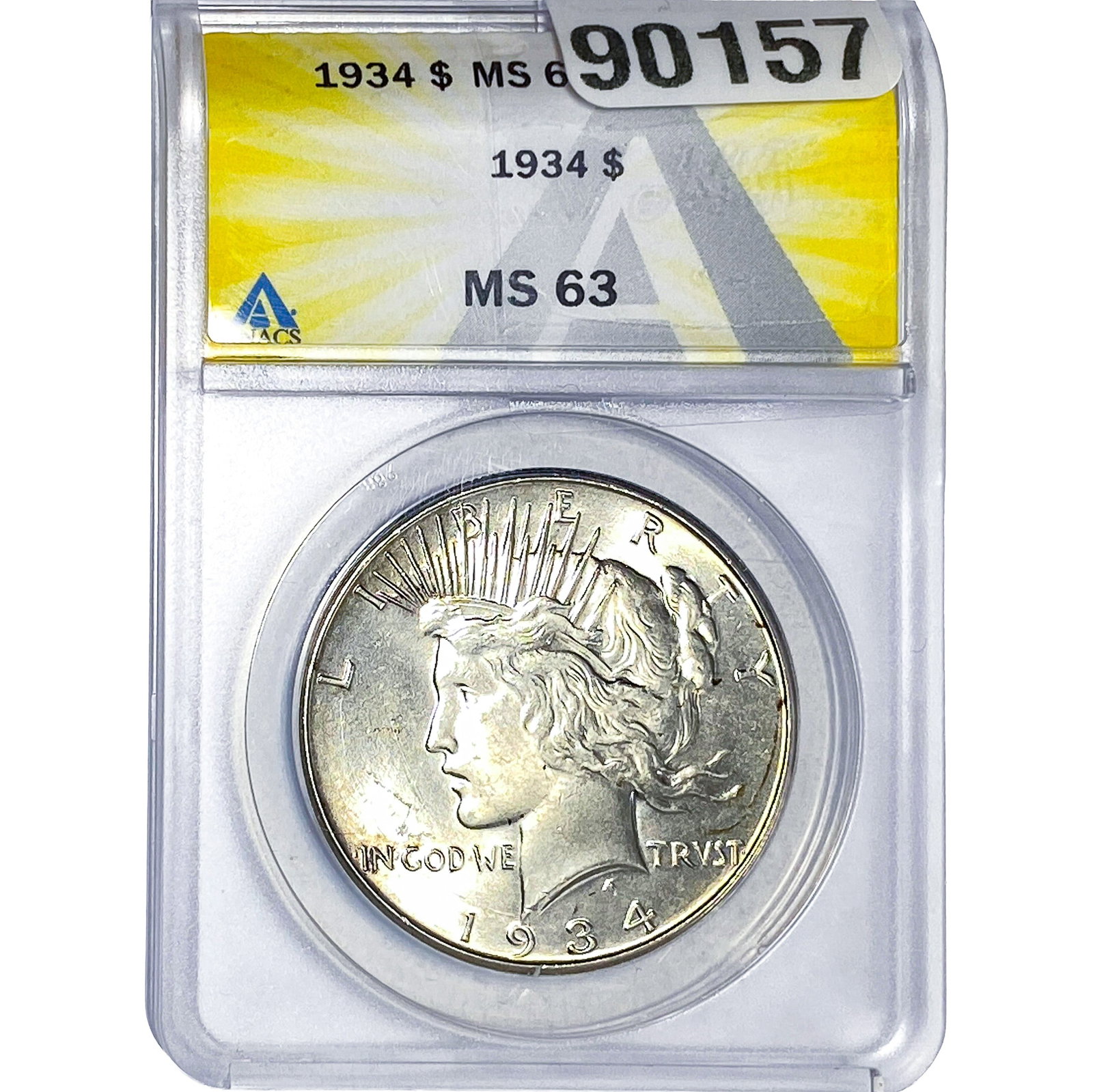 1934 Silver Peace Dollar ANACS MS63: 1934 Silver Peace Dollar ANACS MS63