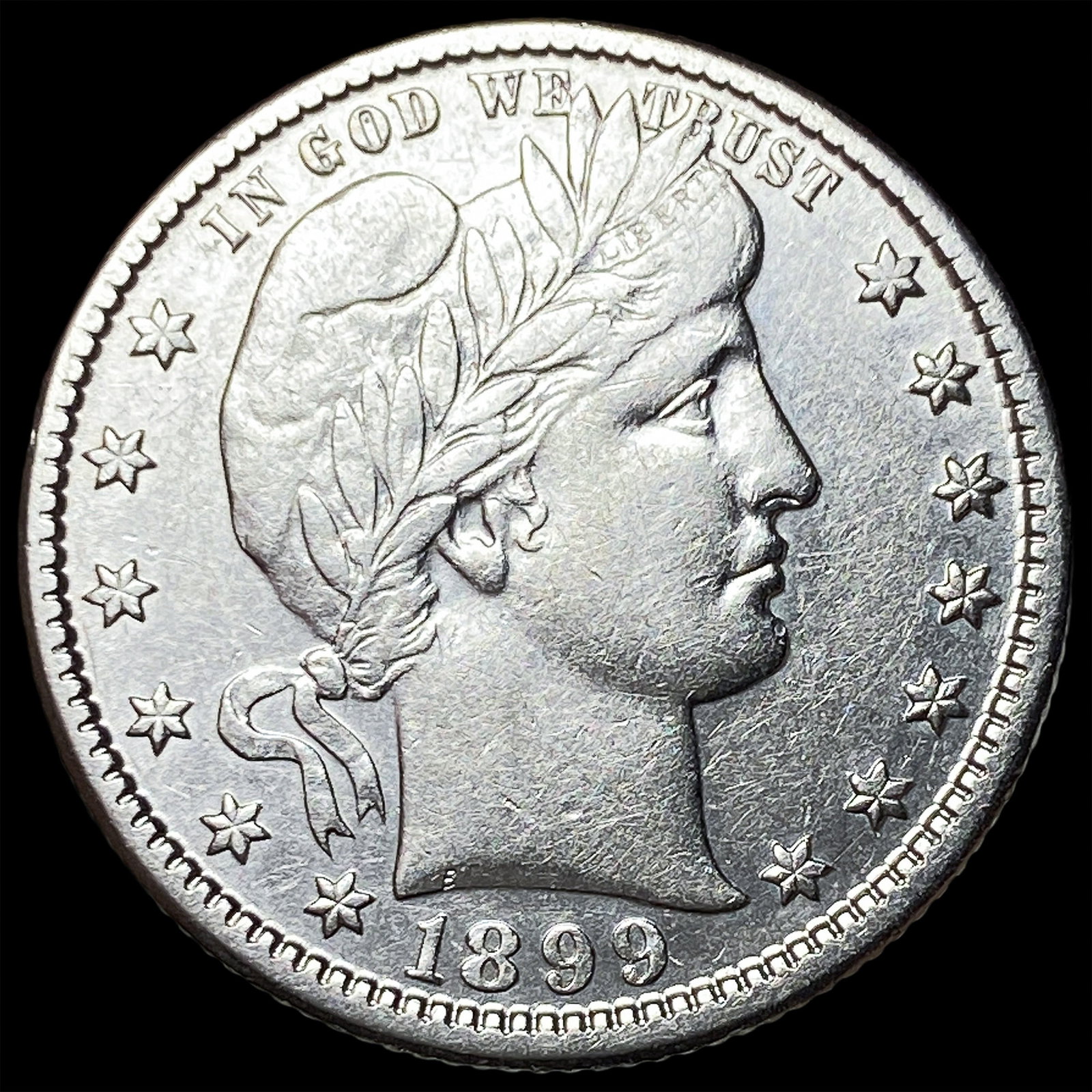1899-O Silver Barber Quarter CLOSELY UNCIRCULATED: 1899-O Silver Barber Quarter CLOSELY UNCIRCULATED