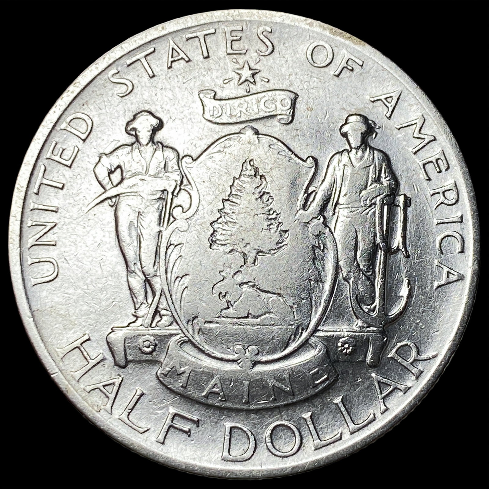 1920 Silver Maine Half Dollar NEARLY UNCIRCULATED: 1920 Silver Maine Half Dollar NEARLY UNCIRCULATED