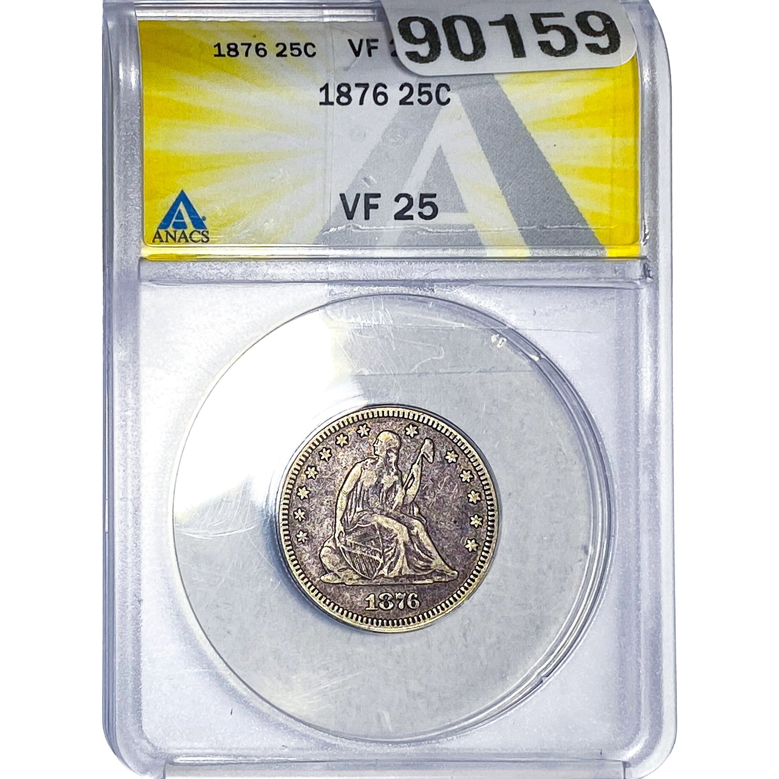 1876 Seated Liberty Quarter ANACS VF25: 1876 Seated Liberty Quarter ANACS VF25