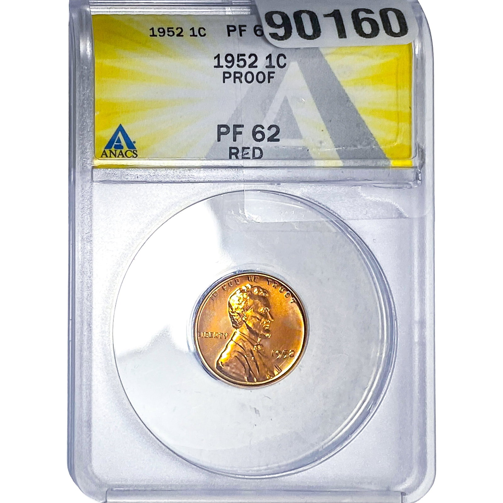 1952 Wheat Cent ANACS PF62 RED PROOF: 1952 Wheat Cent ANACS PF62 RED PROOF
