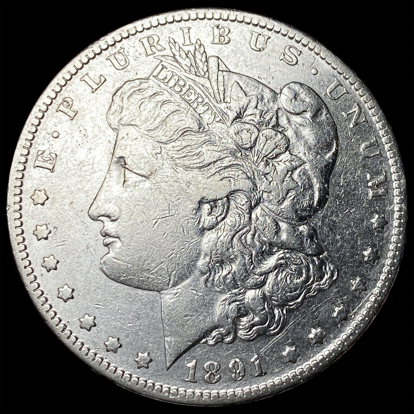 1891-S Silver Morgan Dollar ABOUT UNCIRCULATED: 1891-S Silver Morgan Dollar ABOUT UNCIRCULATED