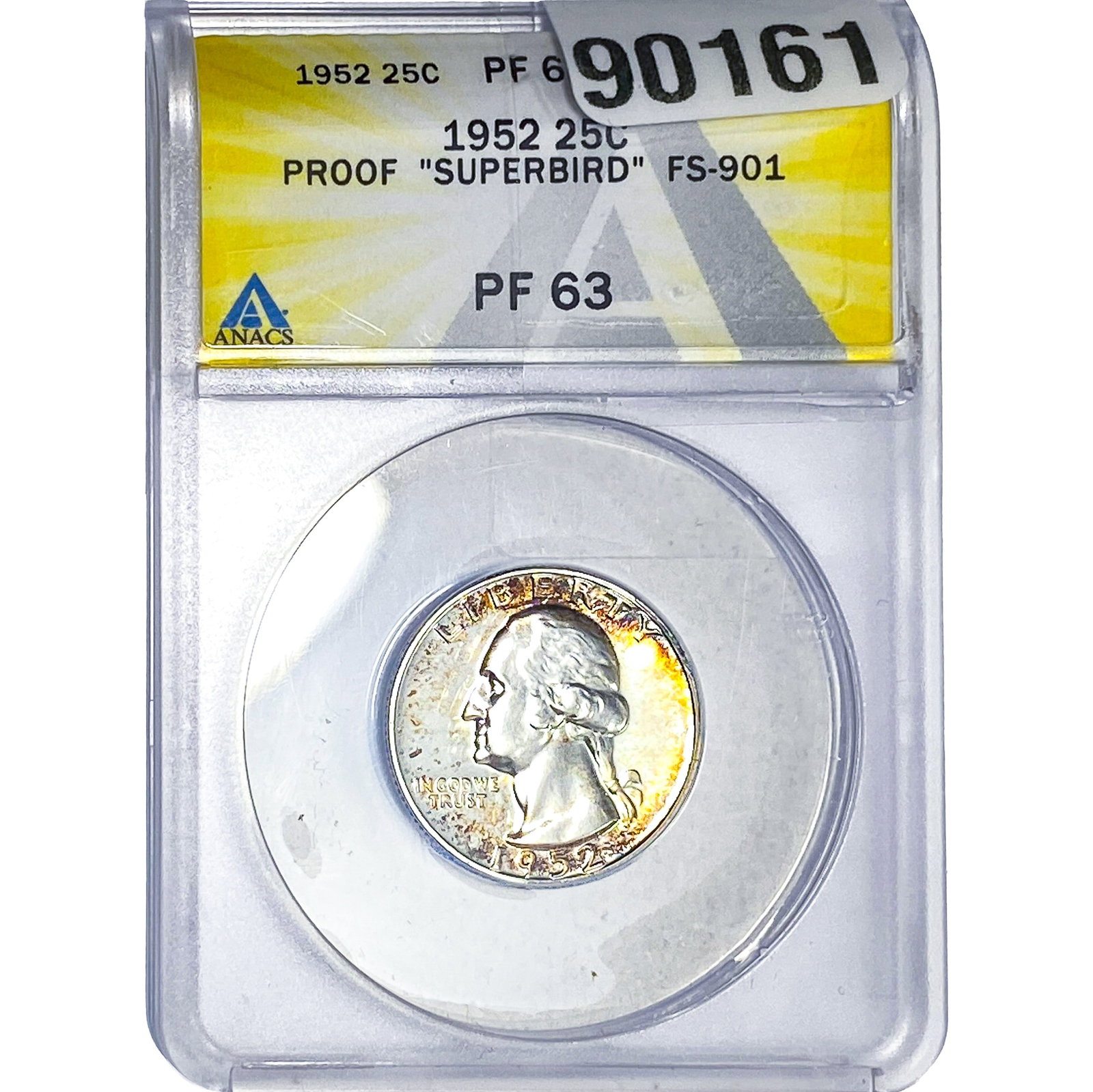 1952 Washington Silver Quarter ANACS PF63 Superbrd: 1952 Washington Silver Quarter ANACS PF63 Superbrd