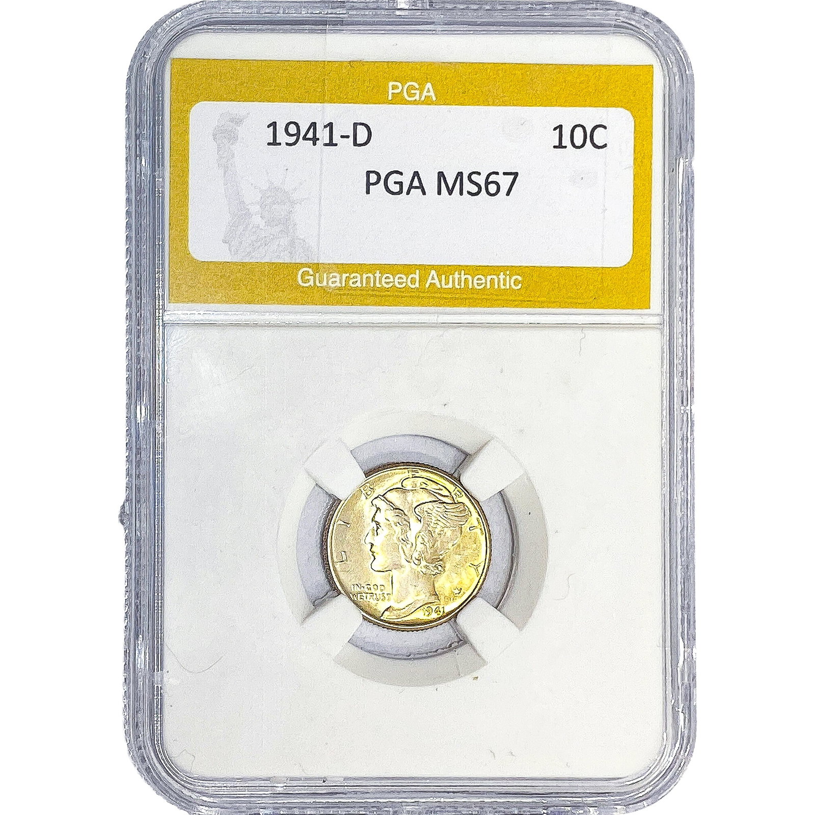 1941-D Mercury Silver Dime PGA MS67: 1941-D Mercury Silver Dime PGA MS67