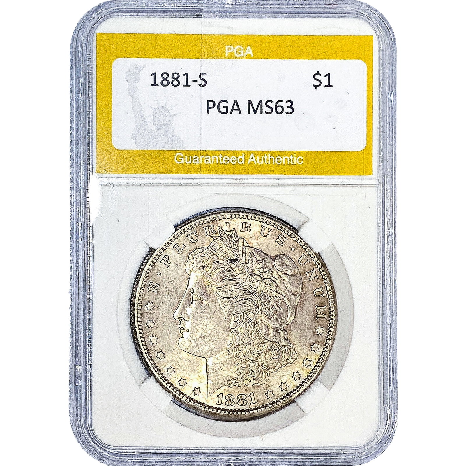 1881-S Morgan Silver Dollar PGA MS63: 1881-S Morgan Silver Dollar PGA MS63