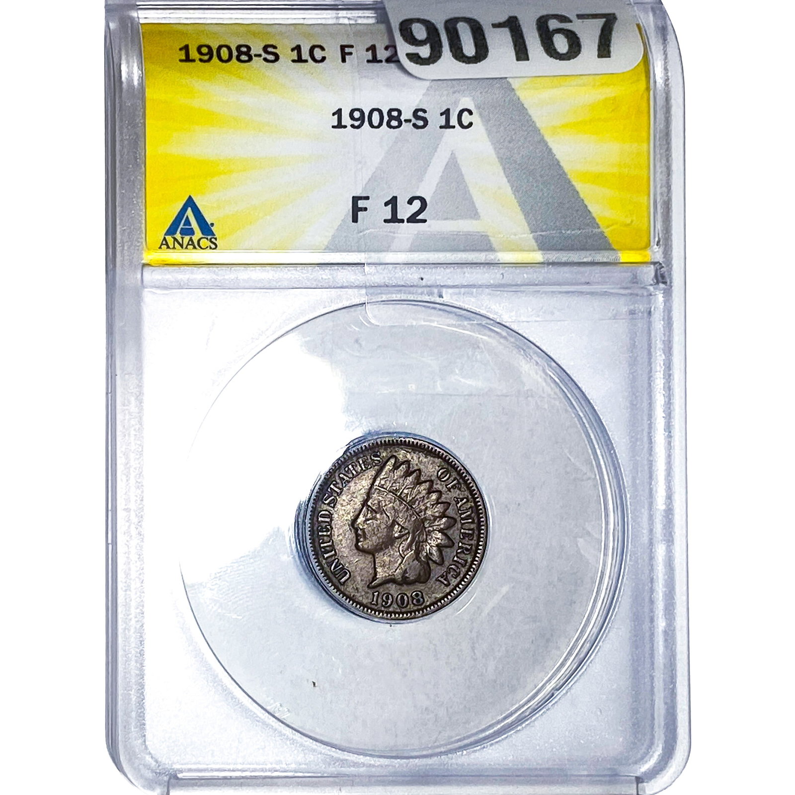 1908-S Indian Head Cent ANACS F12 (1 of 2)