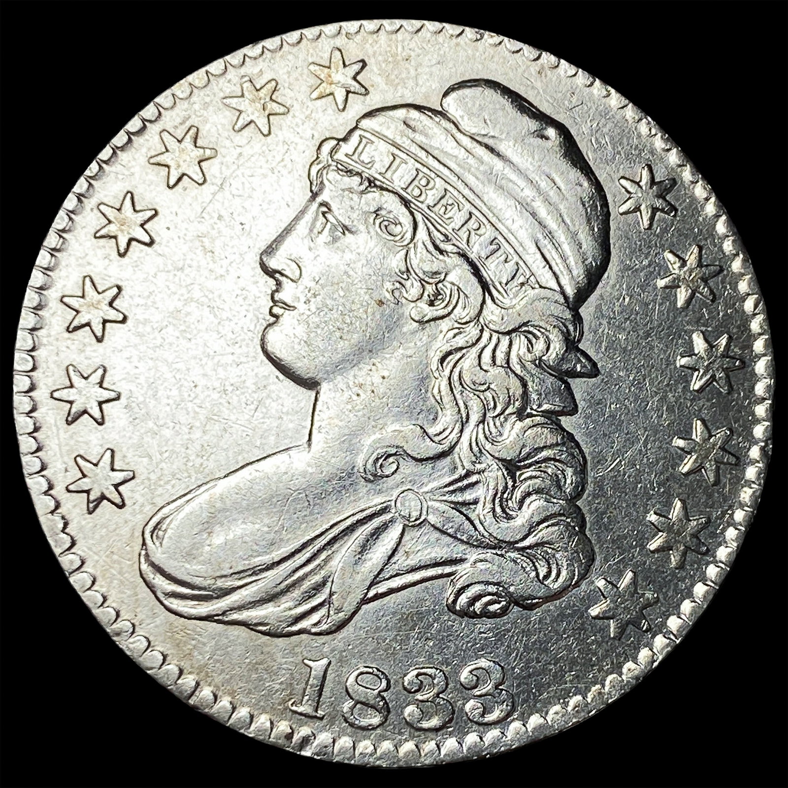 1833 Silver Capped Bust Half Dollar CLOSELY UNCIRCULATED (1 of 2)