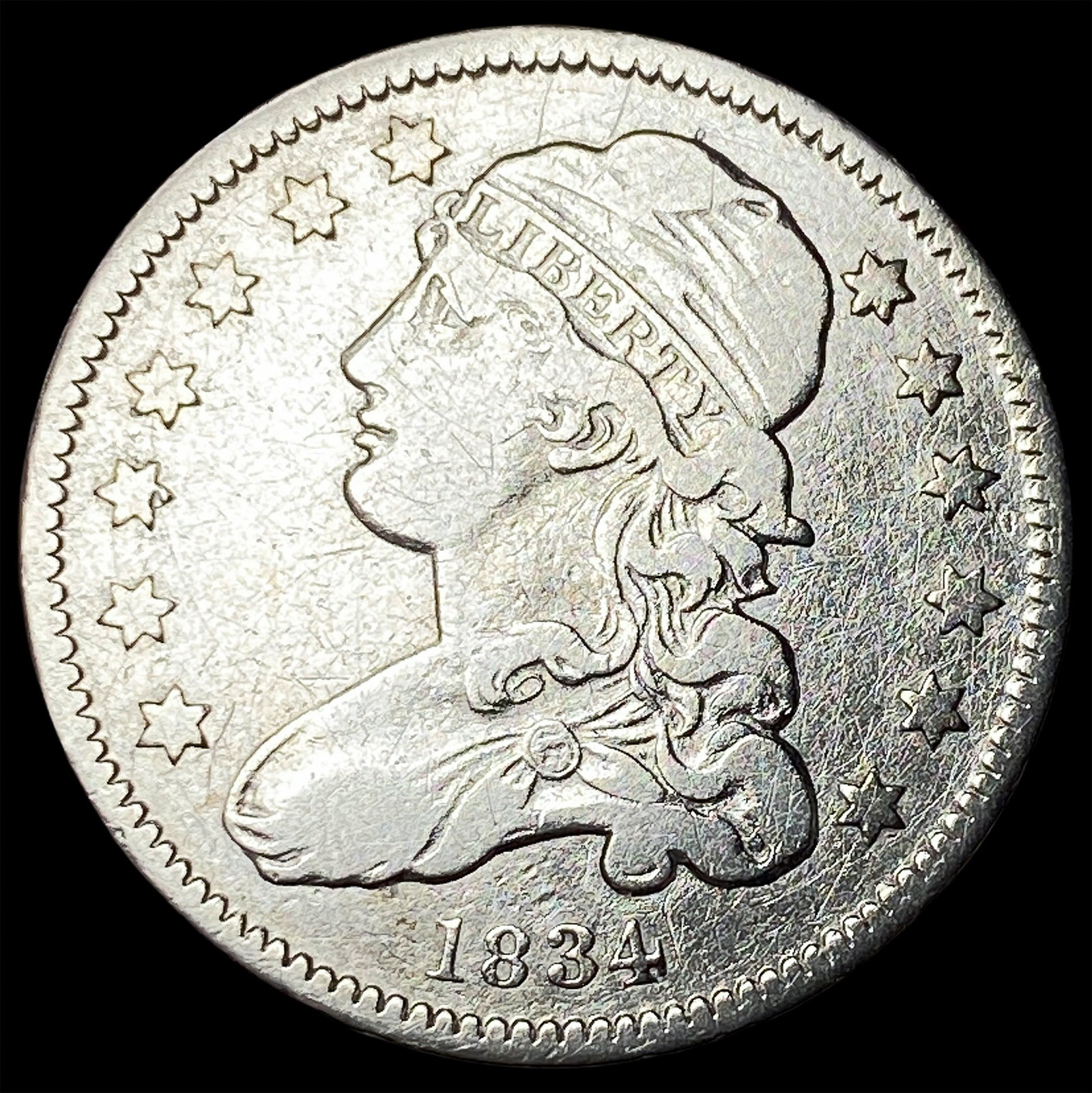 1834 Capped Bust Silver Quarter ABOUT UNCIRCULATED: 1834 Capped Bust Silver Quarter ABOUT UNCIRCULATED