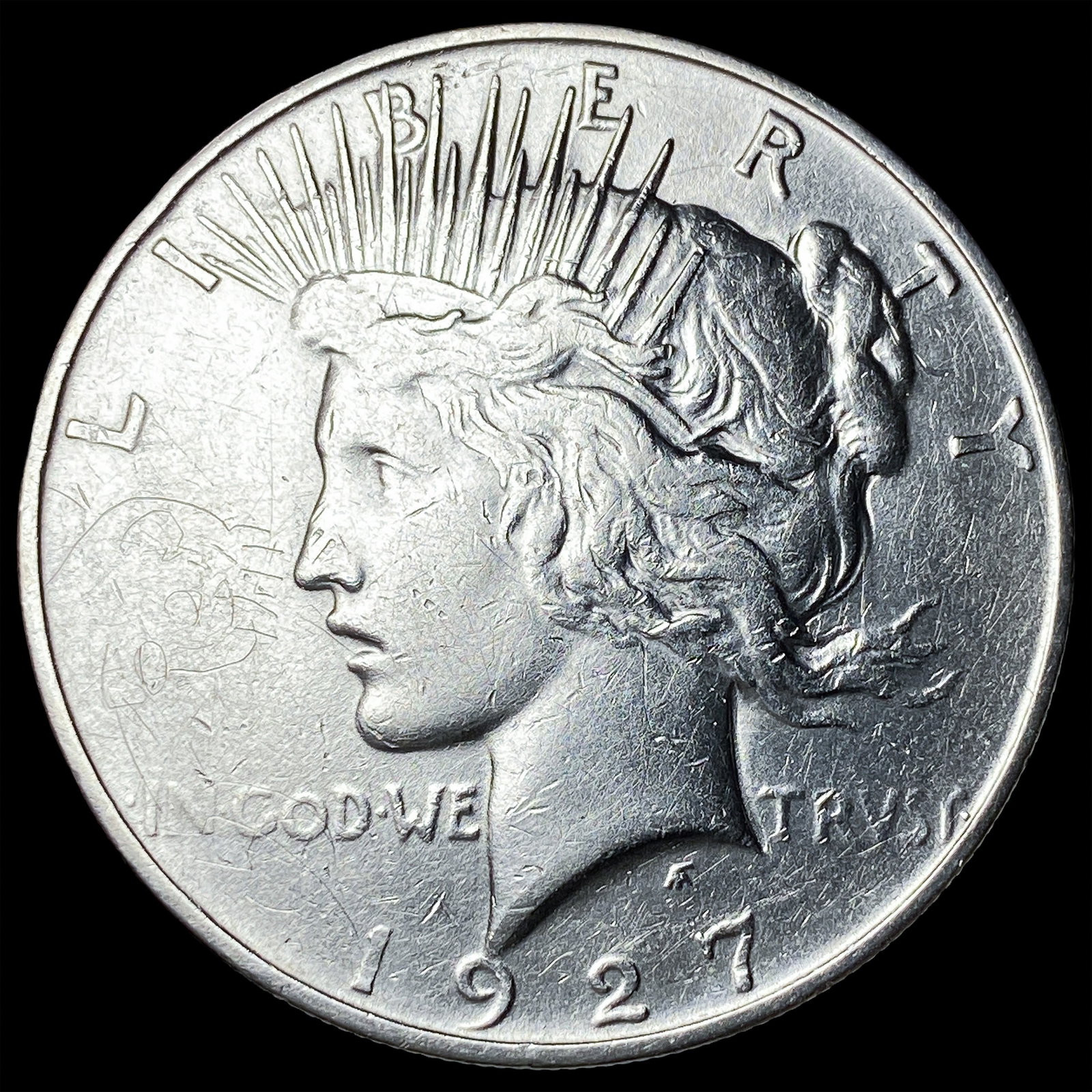 1927-D Peace Silver Dollar ABOUT UNCIRCULATED: 1927-D Peace Silver Dollar ABOUT UNCIRCULATED