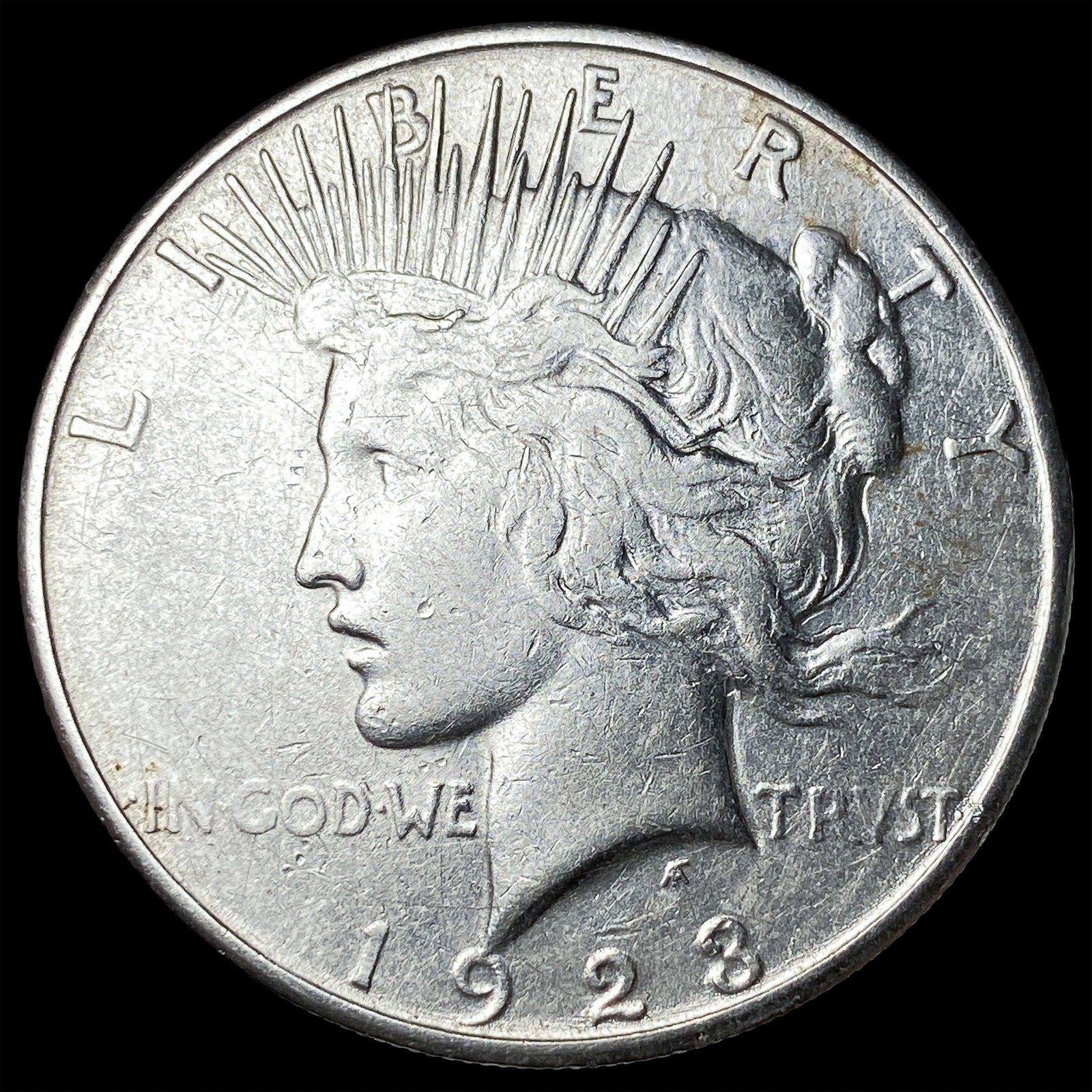 1923-S Peace Silver Dollar ABOUT UNCIRCULATED: 1923-S Peace Silver Dollar ABOUT UNCIRCULATED