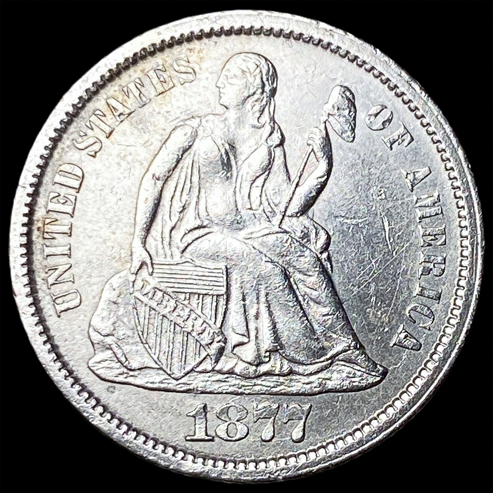 1877-CC Silver Seated Liberty Dime UNCIRCULATED (1 of 2)