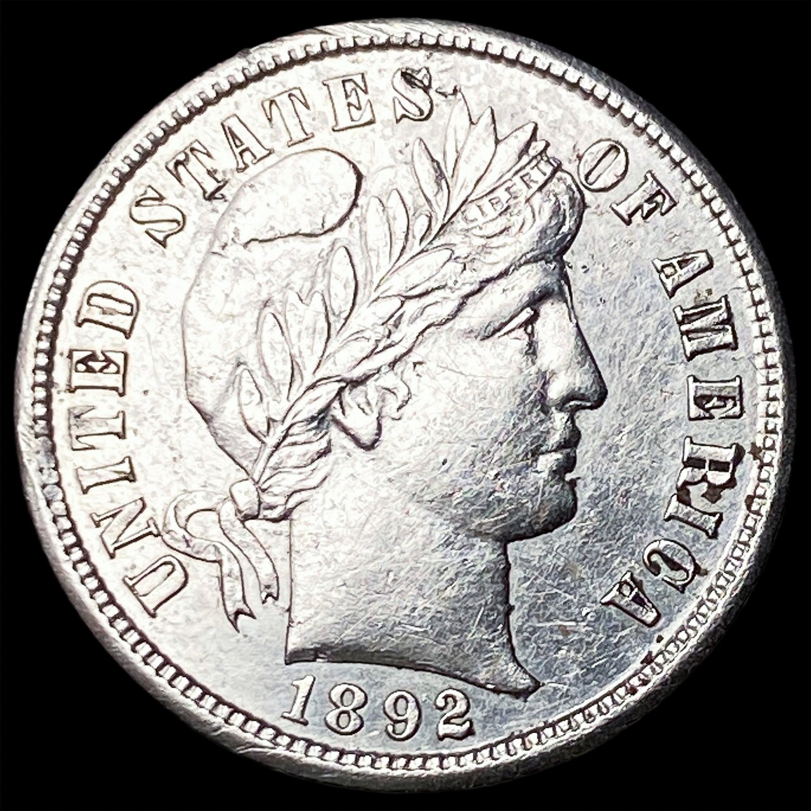 1892-S Silver Barber Dime CLOSELY UNCIRCULATED: 1892-S Silver Barber Dime CLOSELY UNCIRCULATED