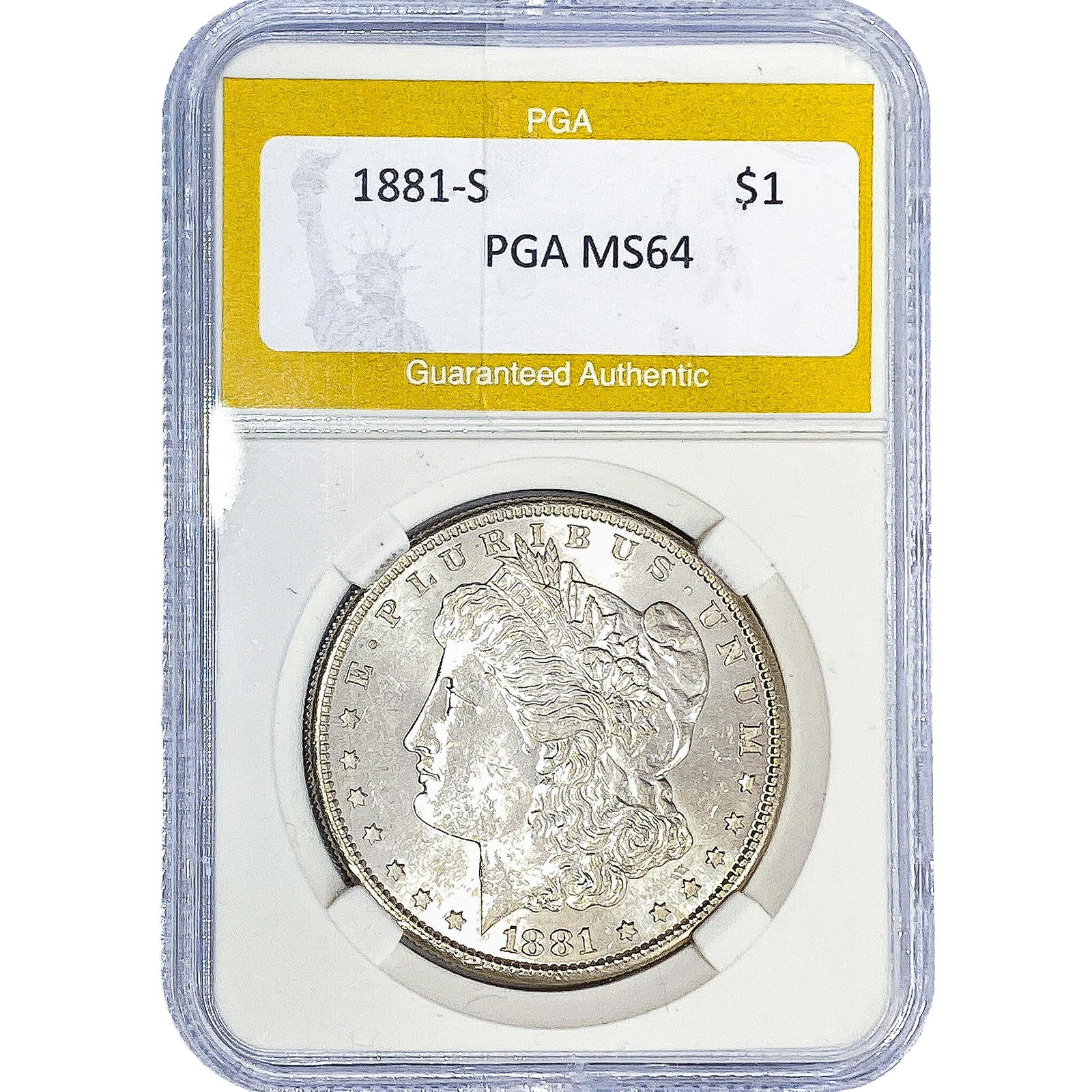 1881-S Morgan Silver Dollar PGA MS64: 1881-S Morgan Silver Dollar PGA MS64