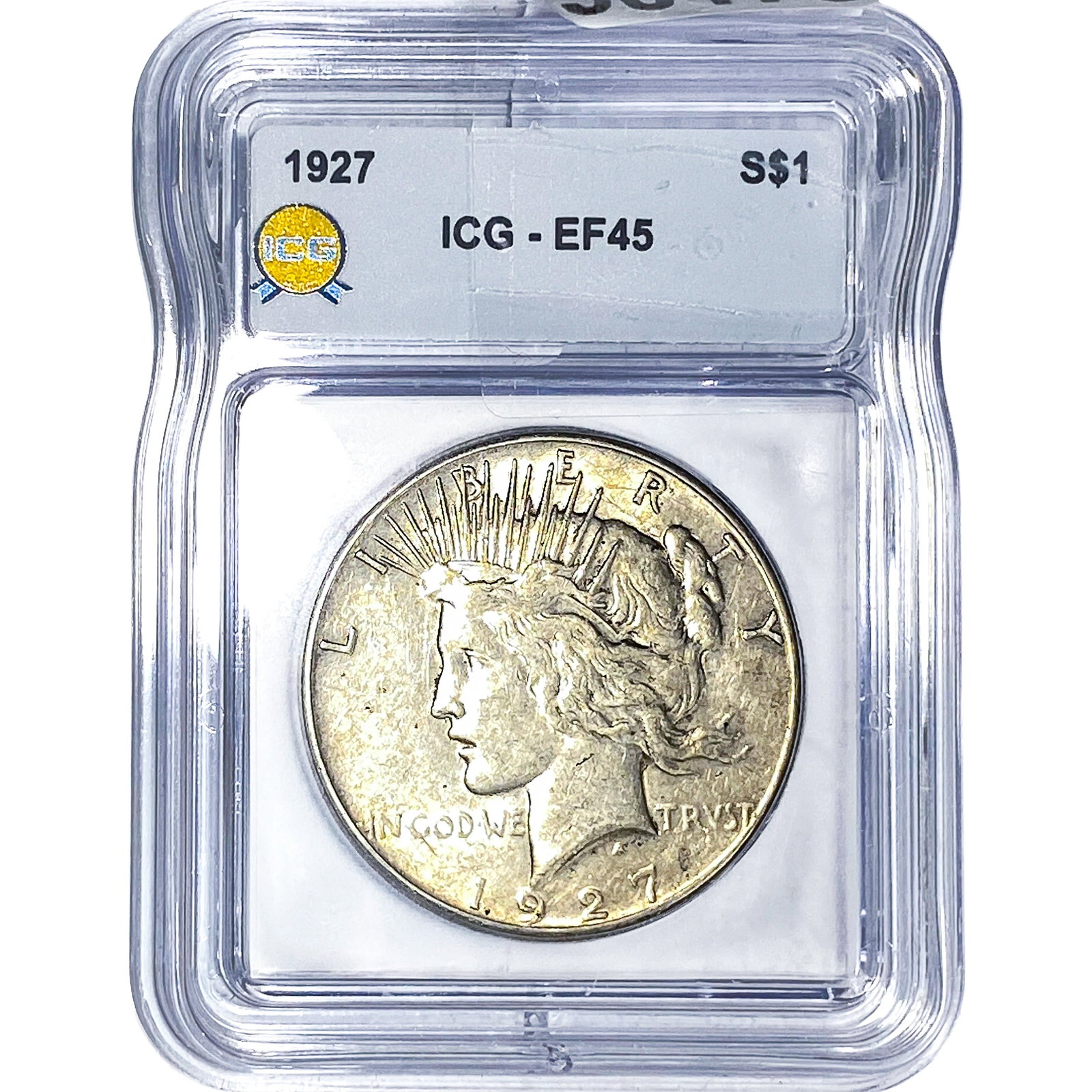 1927 Silver Peace Dollar ICG EF45: 1927 Silver Peace Dollar ICG EF45