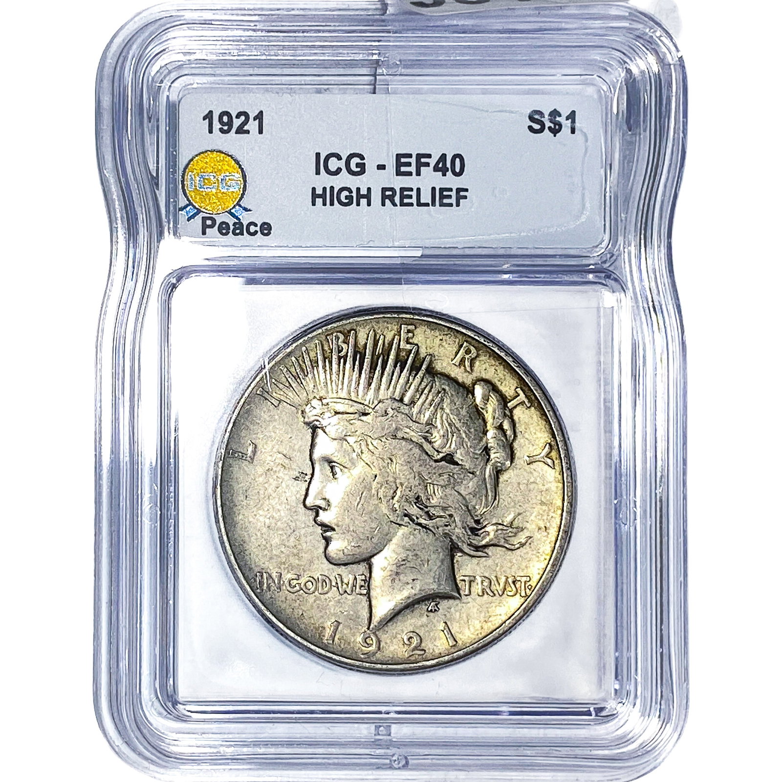 1921 Silver Peace Dollar ICG EFF40: 1921 Silver Peace Dollar ICG EFF40