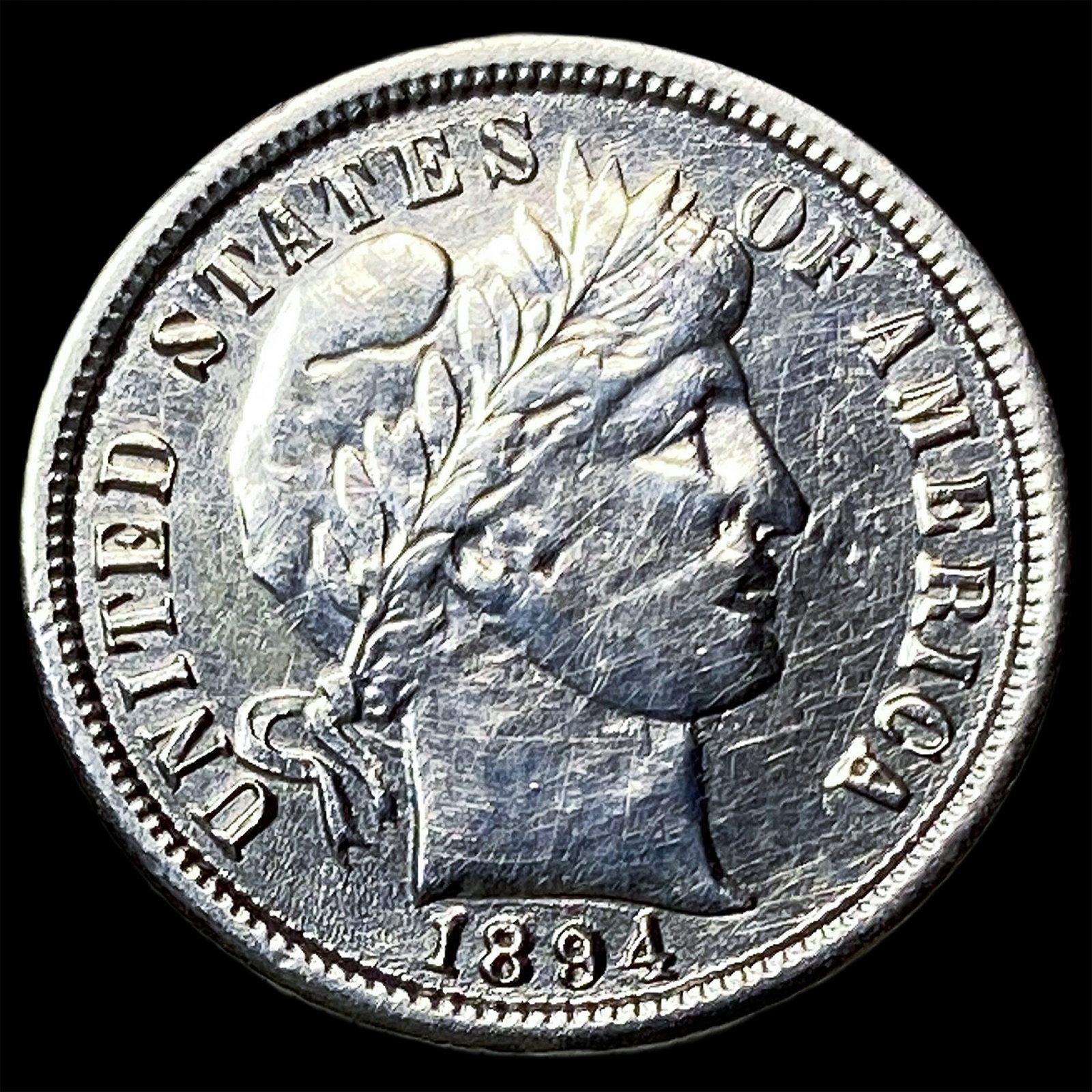 1894-O Silver Barber Dime NEARLY UNCIRCULATED: 1894-O Silver Barber Dime NEARLY UNCIRCULATED