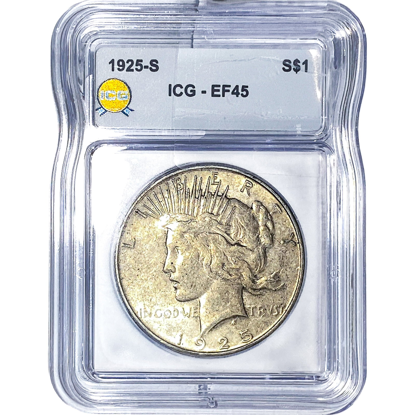 1925 Silver Peace Dollar ICG EF45: 1925 Silver Peace Dollar ICG EF45