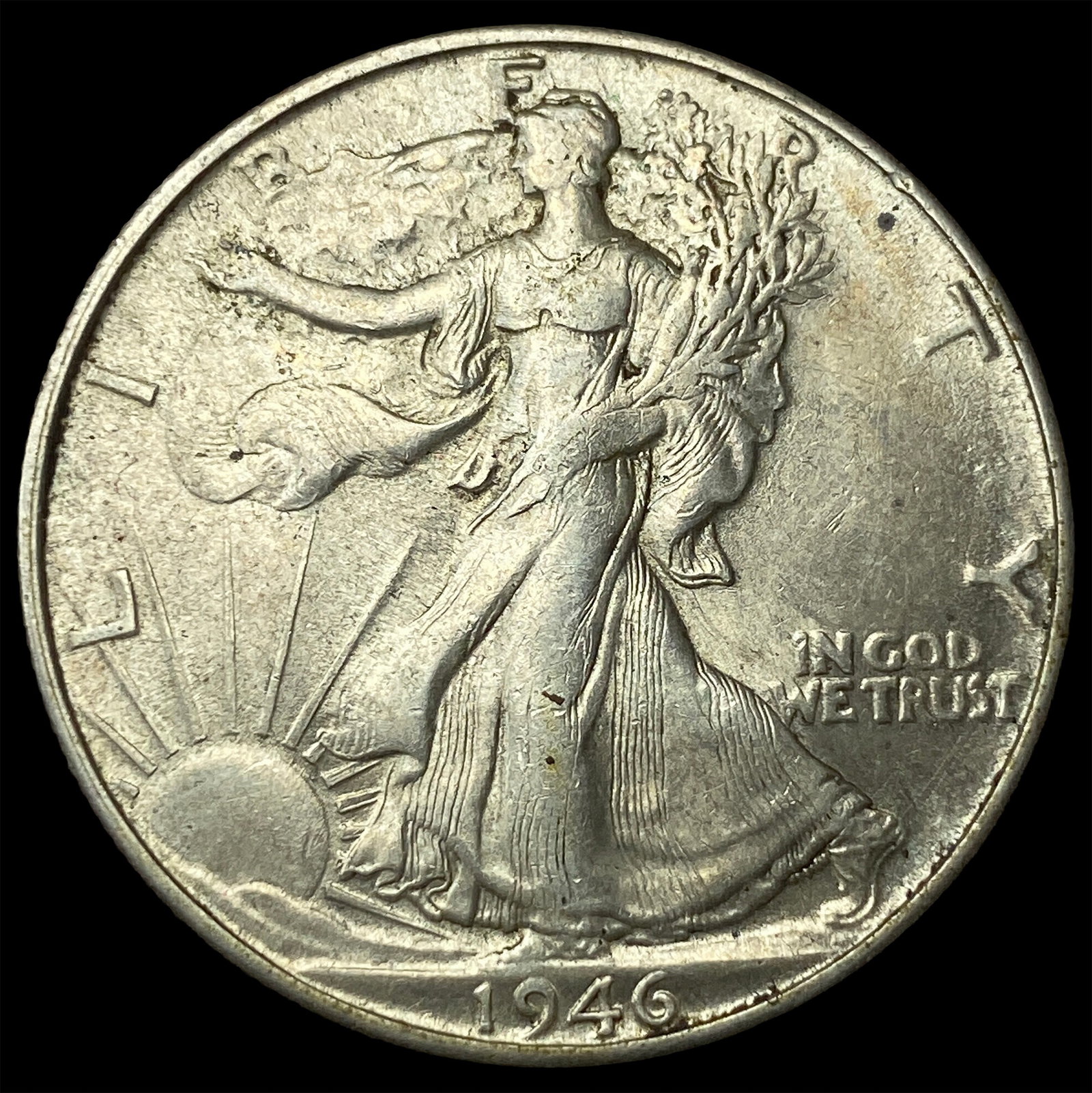 1946-S Silver Walking Liberty Half Dollar CLOSELY UNCIRCULATED: 1946-S Silver Walking Liberty Half Dollar CLOSELY UNCIRCULATED