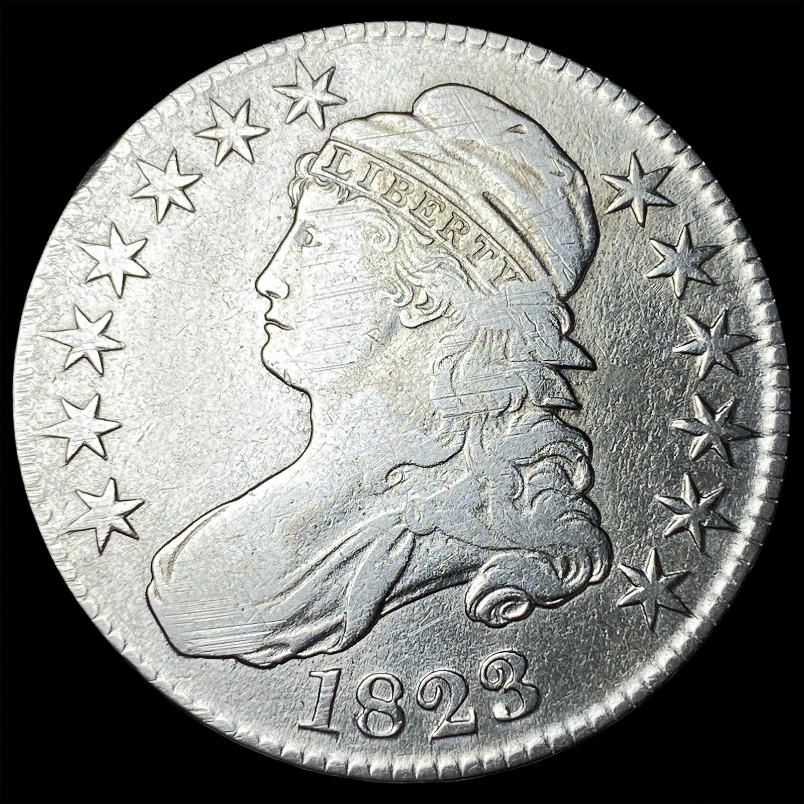 1823 Capped Bust Half Dollar ABOUT UNCIRCULATED (1 of 2)
