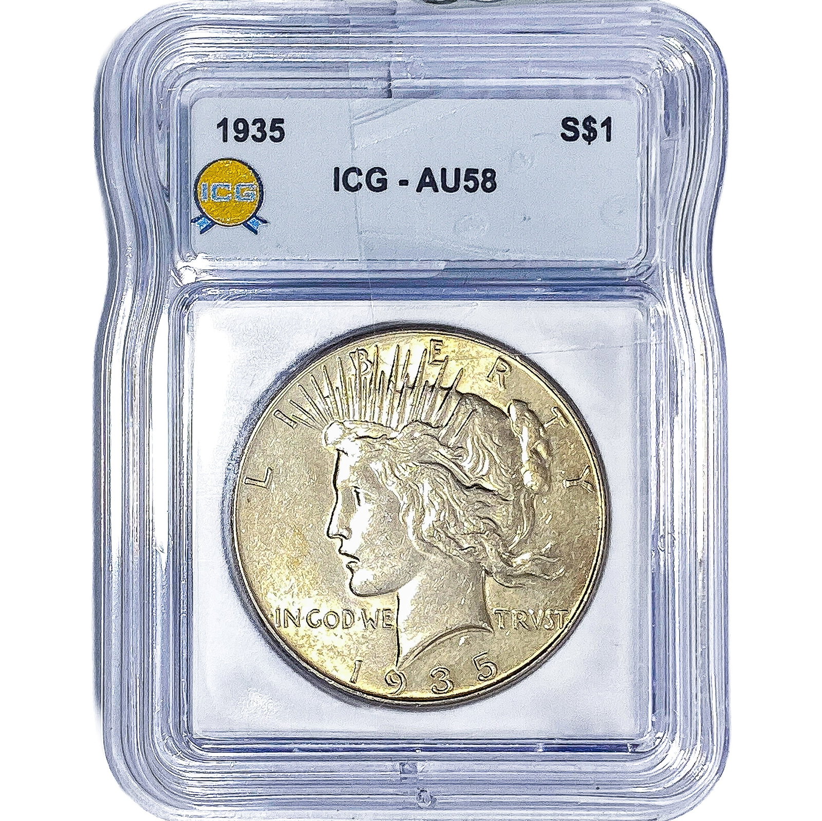 1935 Silver Peace Dollar ICG AU58: 1935 Silver Peace Dollar ICG AU58