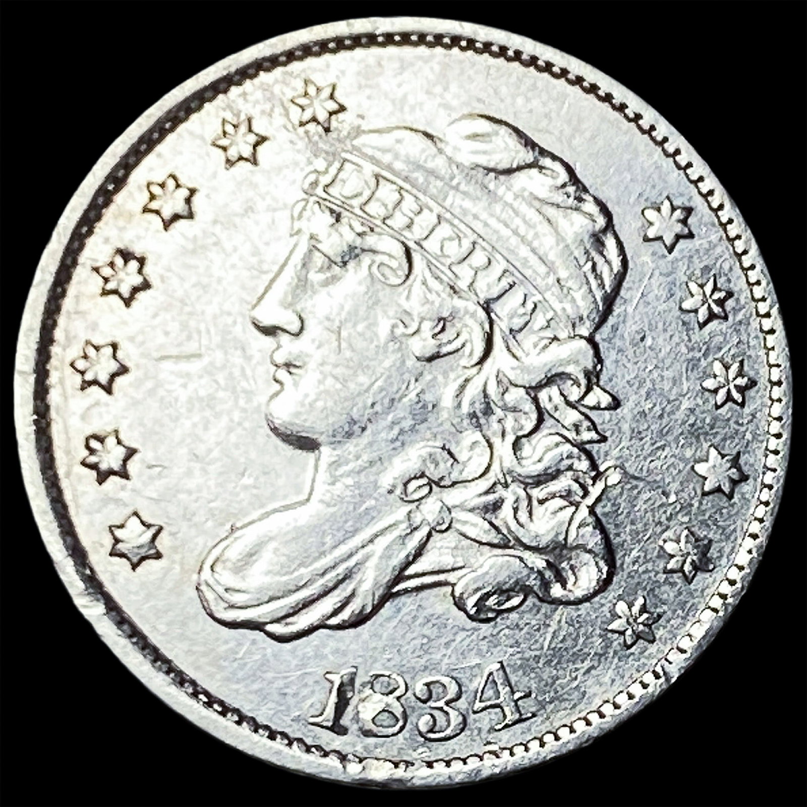 1834 Capped Bust Half Dime NEARLY UNCIRCULATED: 1834 Capped Bust Half Dime NEARLY UNCIRCULATED