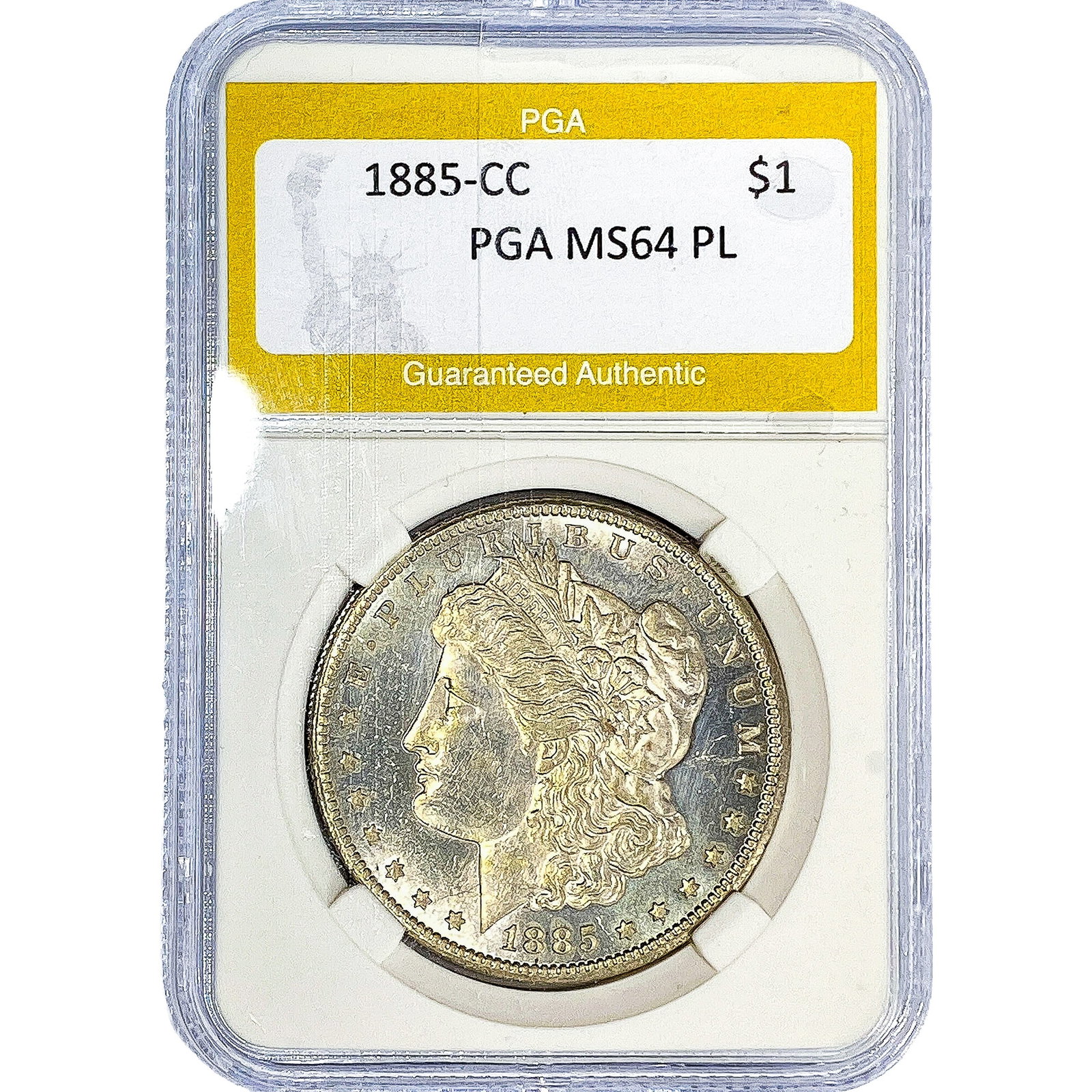 1885-CC Morgan Silver Dollar PGA MS64 PL: 1885-CC Morgan Silver Dollar PGA MS64 PL