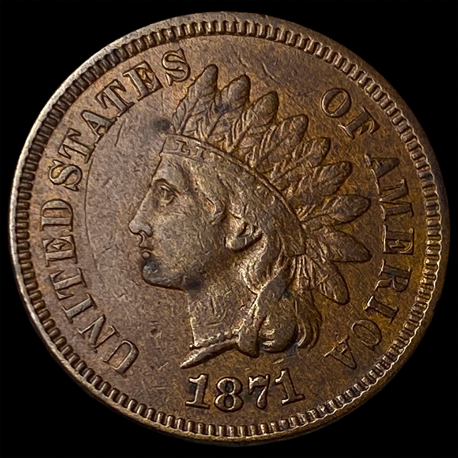 1871 Indian Head Cent NEARLY UNCIRCULATED: 1871 Indian Head Cent NEARLY UNCIRCULATED