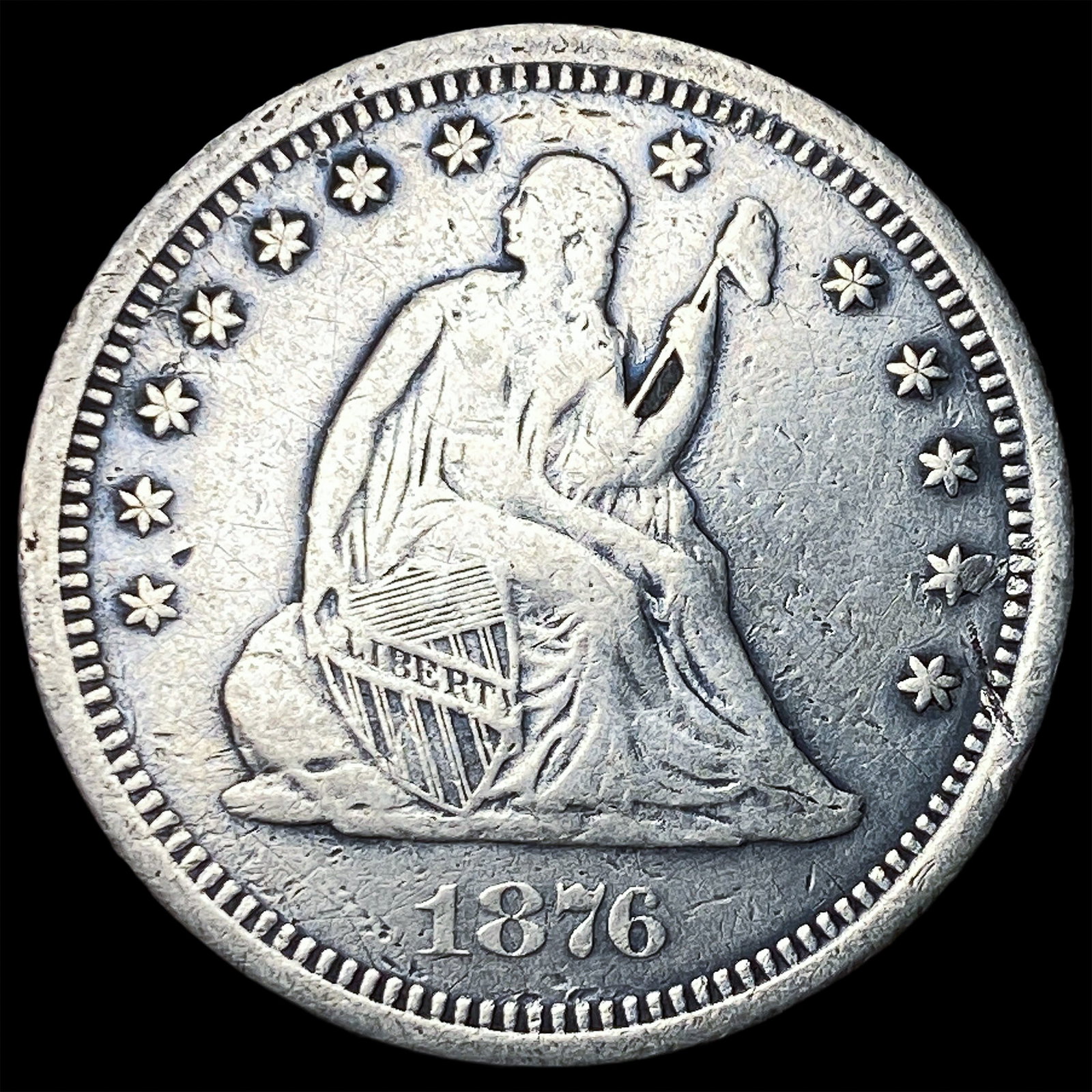 1876-S Silver Seated Liberty Quarter NEARLY UNCIRCULATED: 1876-S Silver Seated Liberty Quarter NEARLY UNCIRCULATED