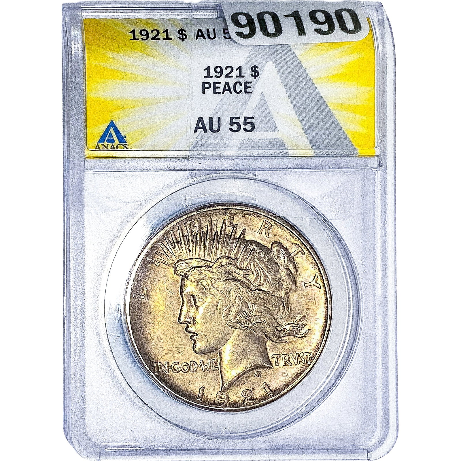 1921 Silver Peace Dollar ANACS AU55: 1921 Silver Peace Dollar ANACS AU55
