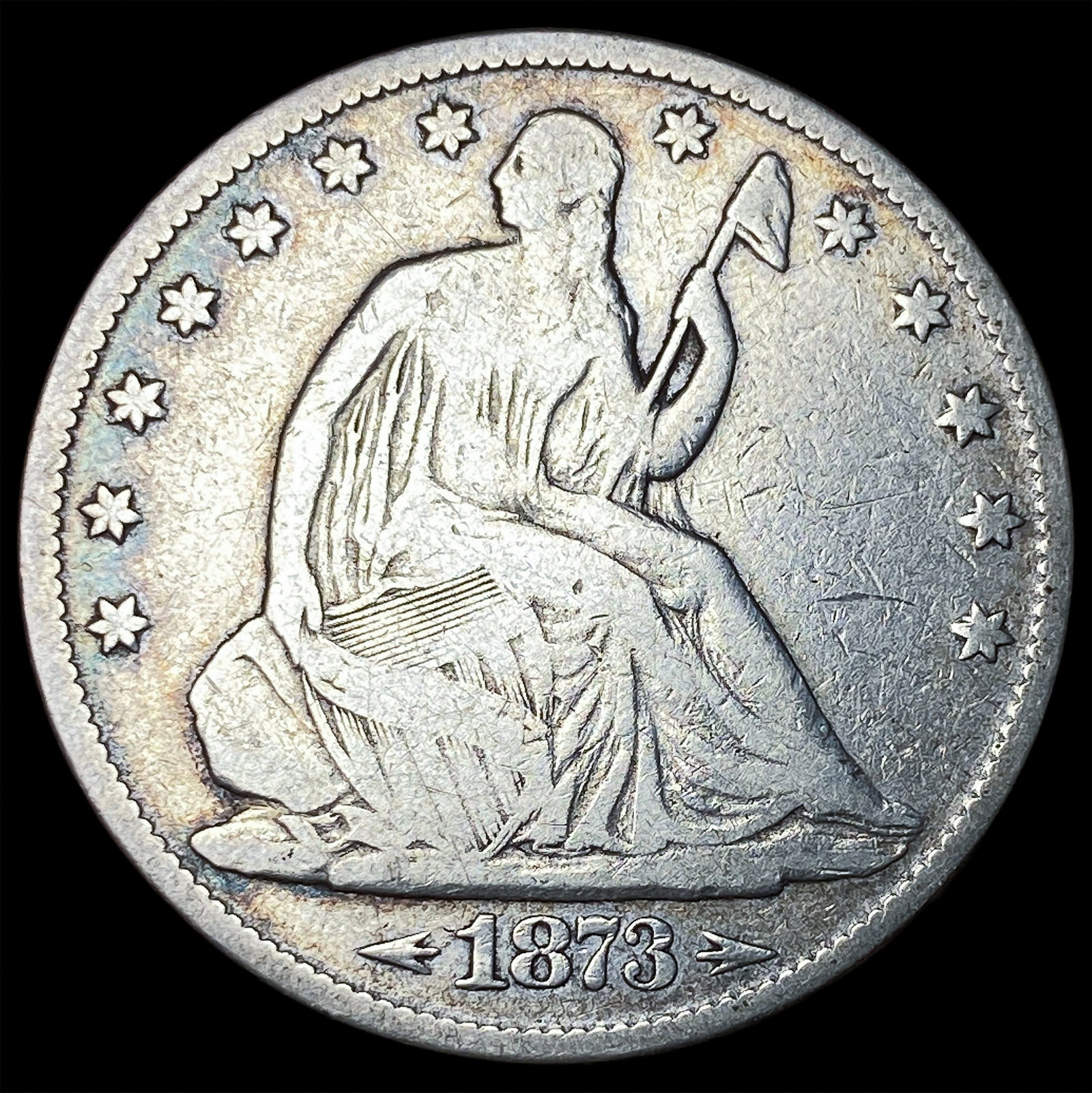 1873 Arrows Seated Liberty Half Dollar LIGHTLY CIRCULATED: 1873 Arrows Seated Liberty Half Dollar LIGHTLY CIRCULATED