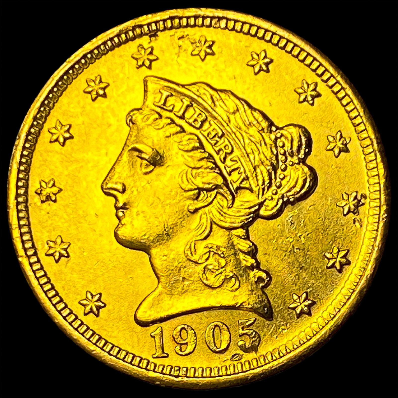 1905 Liberty Head Gold Quarter Eagle $2.50 CLOSELY UNCIRCULATED: 1905 Liberty Head Gold Quarter Eagle $2.50 CLOSELY UNCIRCULATED