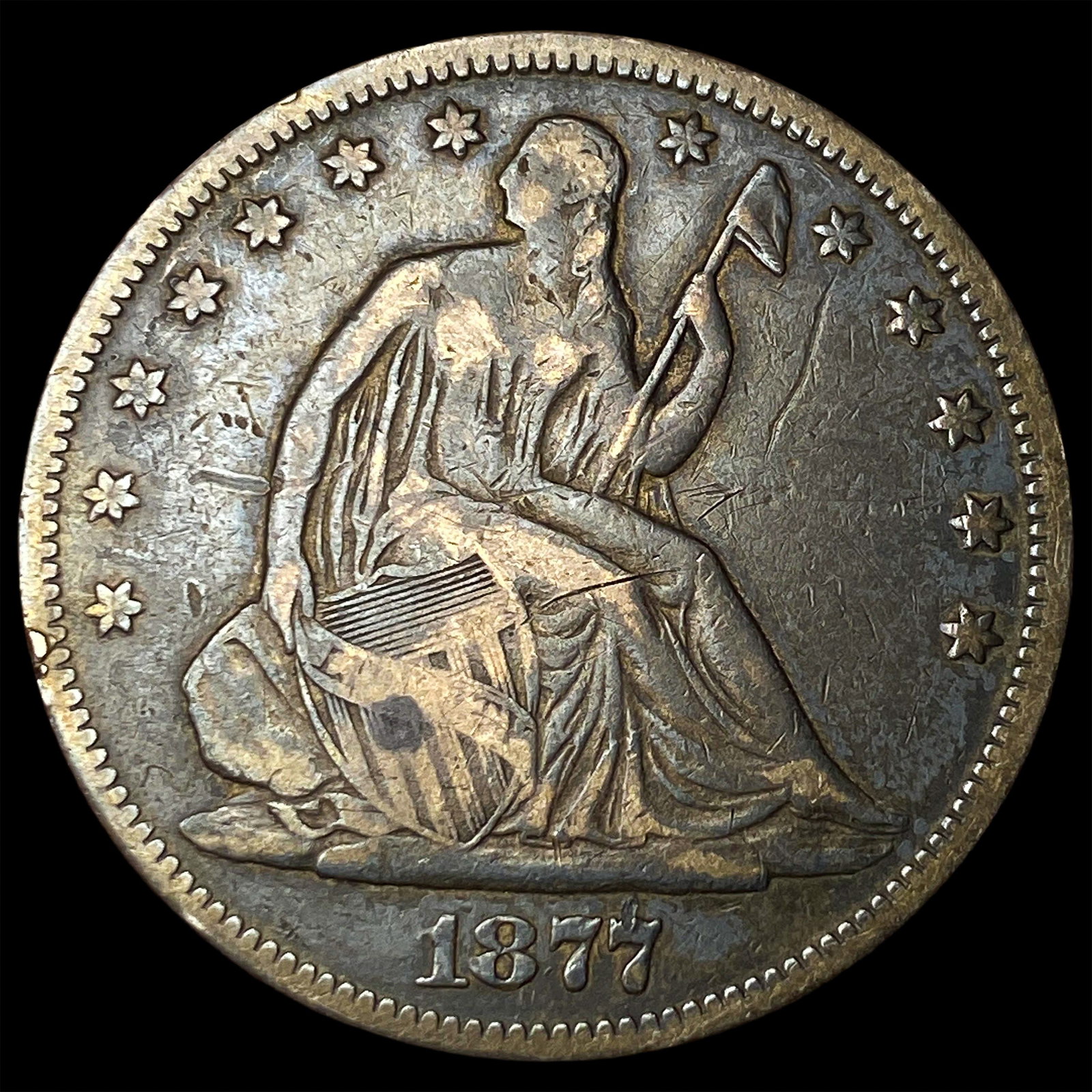 1877 Seated Liberty Half Dollar LIGHTLY CIRCULATED: 1877 Seated Liberty Half Dollar LIGHTLY CIRCULATED