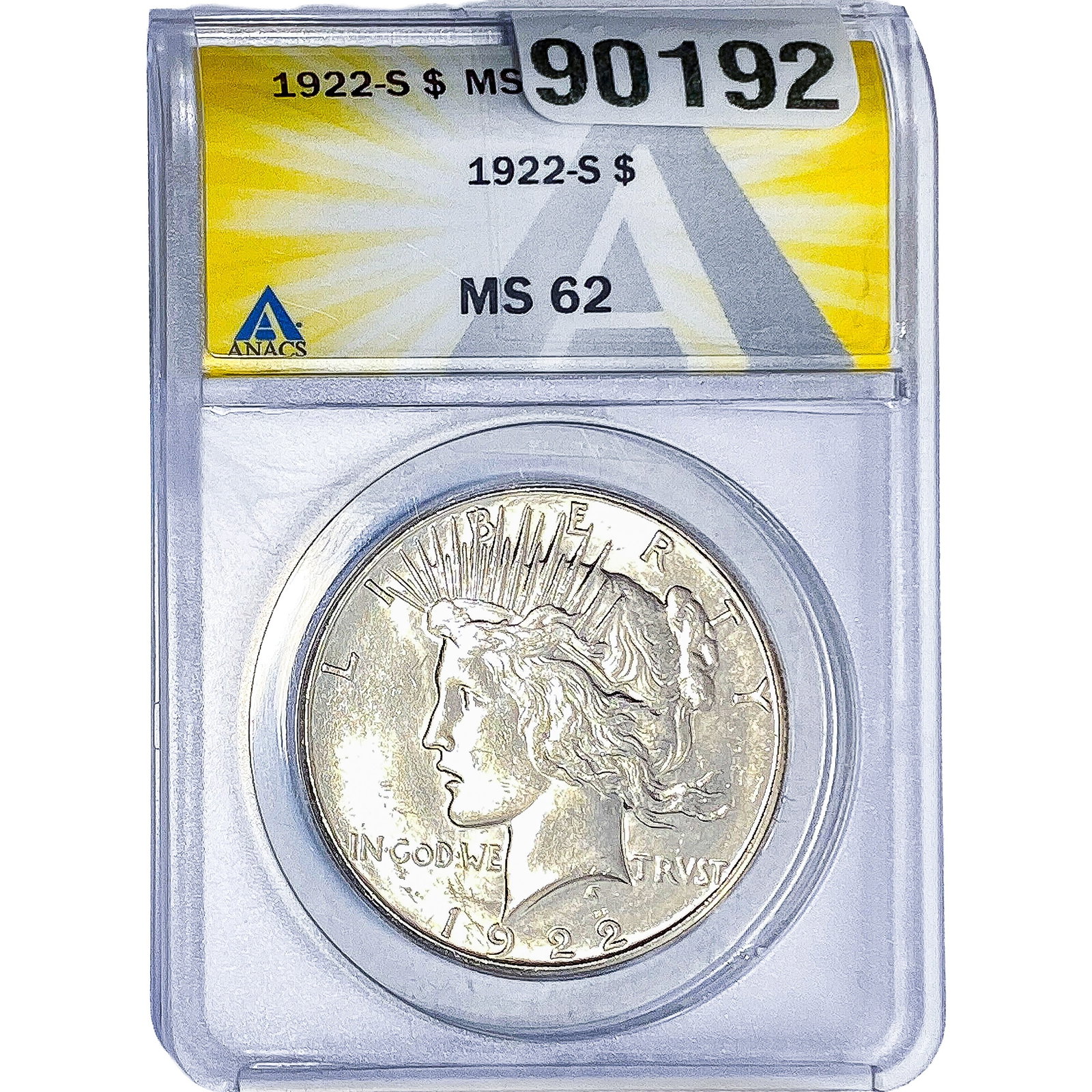 1922-S Silver Peace Dollar ANACS MS62 (1 of 2)
