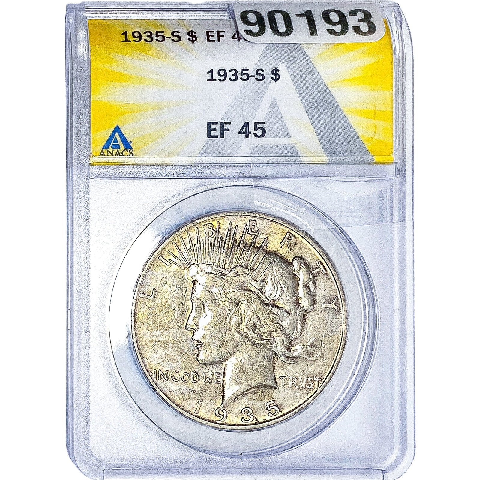 1935-S Silver Peace Dollar ANACS EF45: 1935-S Silver Peace Dollar ANACS EF45