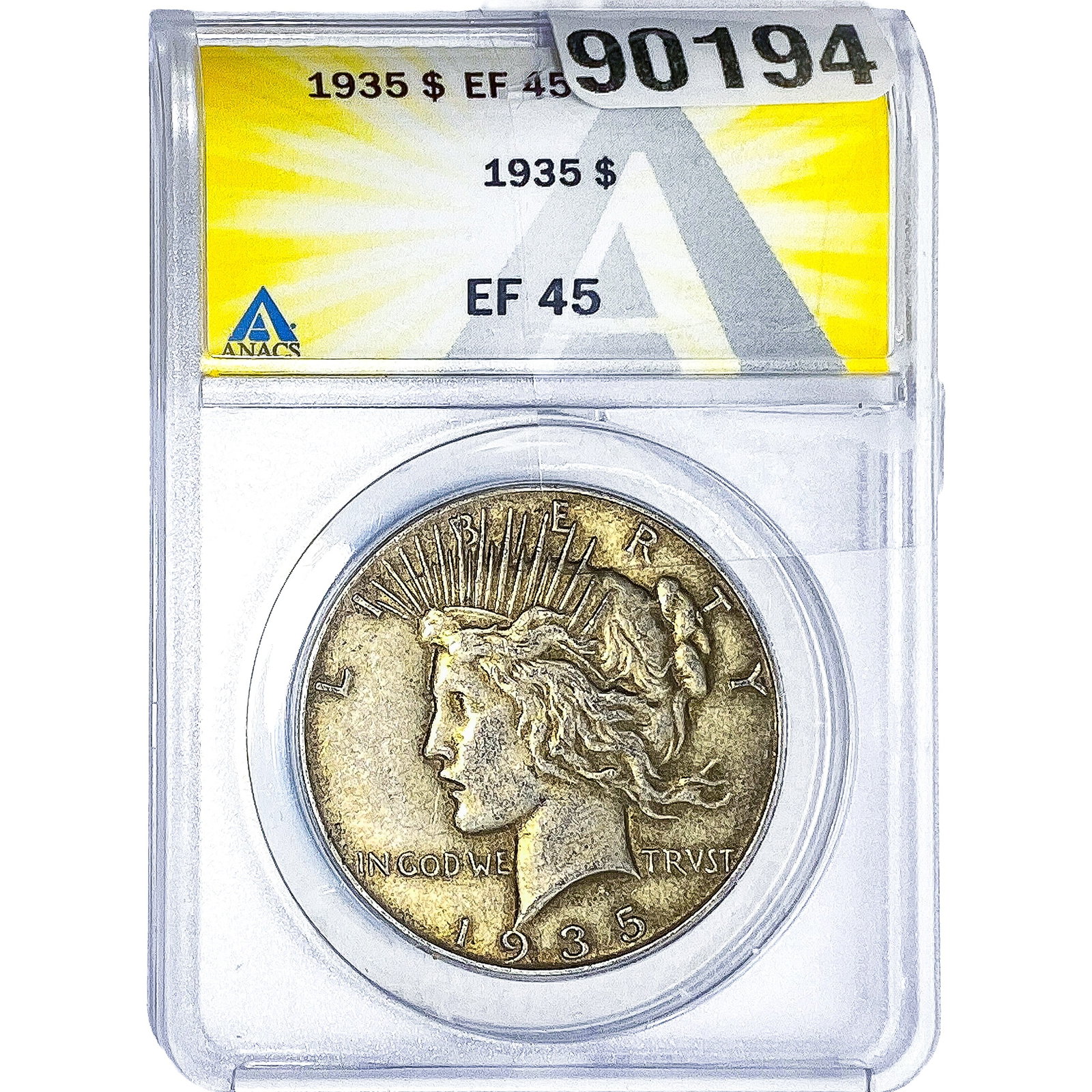 1935 Silver Peace Dollar ANACS EF45: 1935 Silver Peace Dollar ANACS EF45