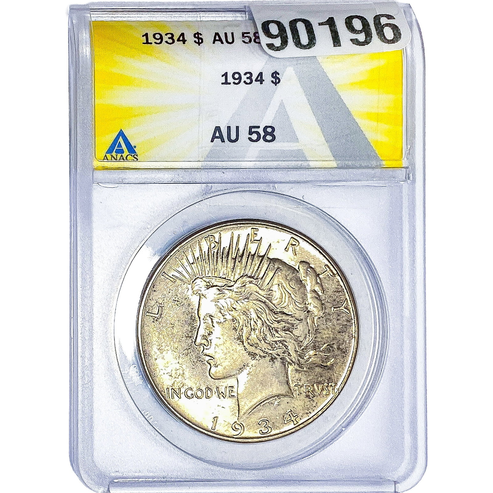1934 Silver Peace Dollar ANACS AU58: 1934 Silver Peace Dollar ANACS AU58