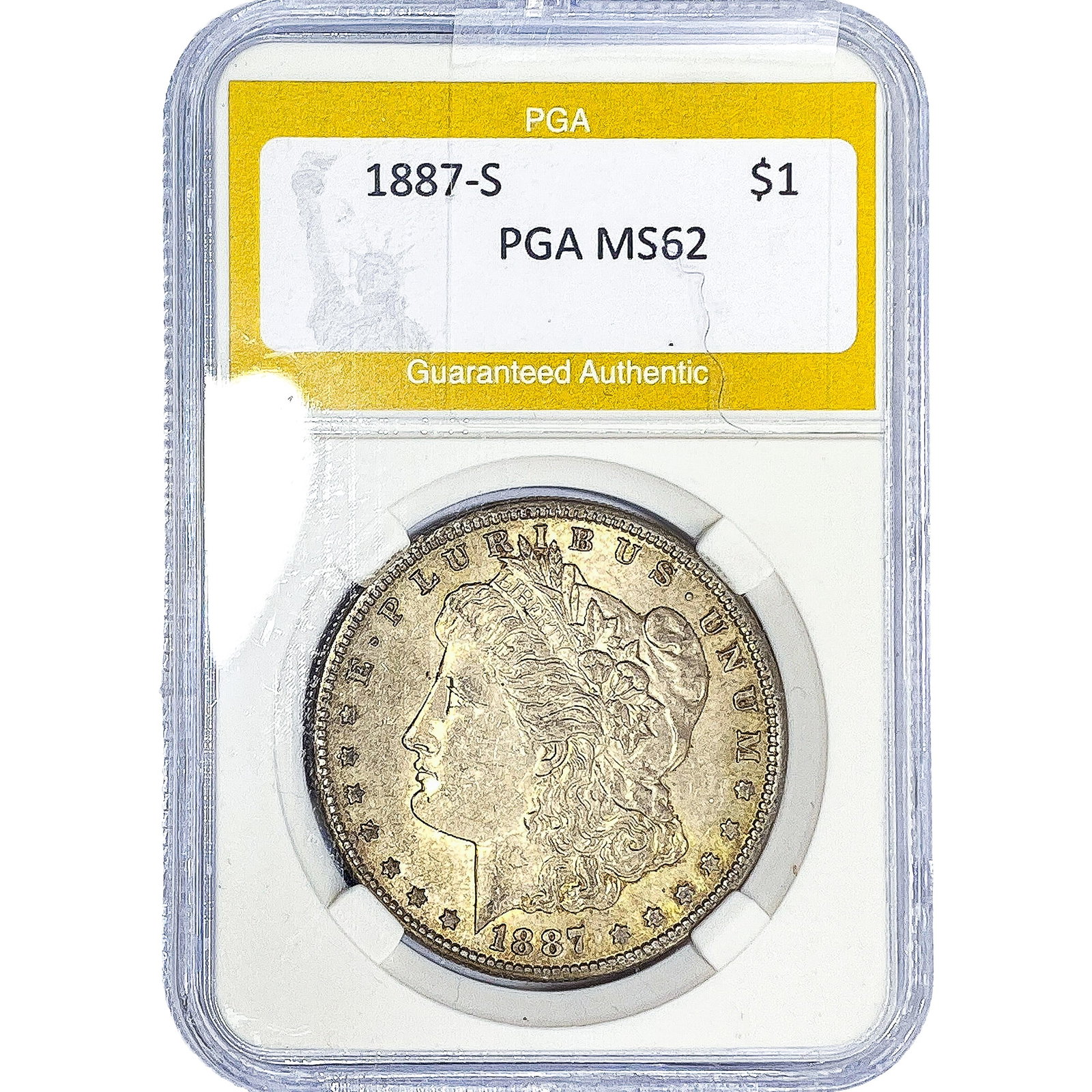 1887-S Morgan Silver Dollar PGA MS62: 1887-S Morgan Silver Dollar PGA MS62
