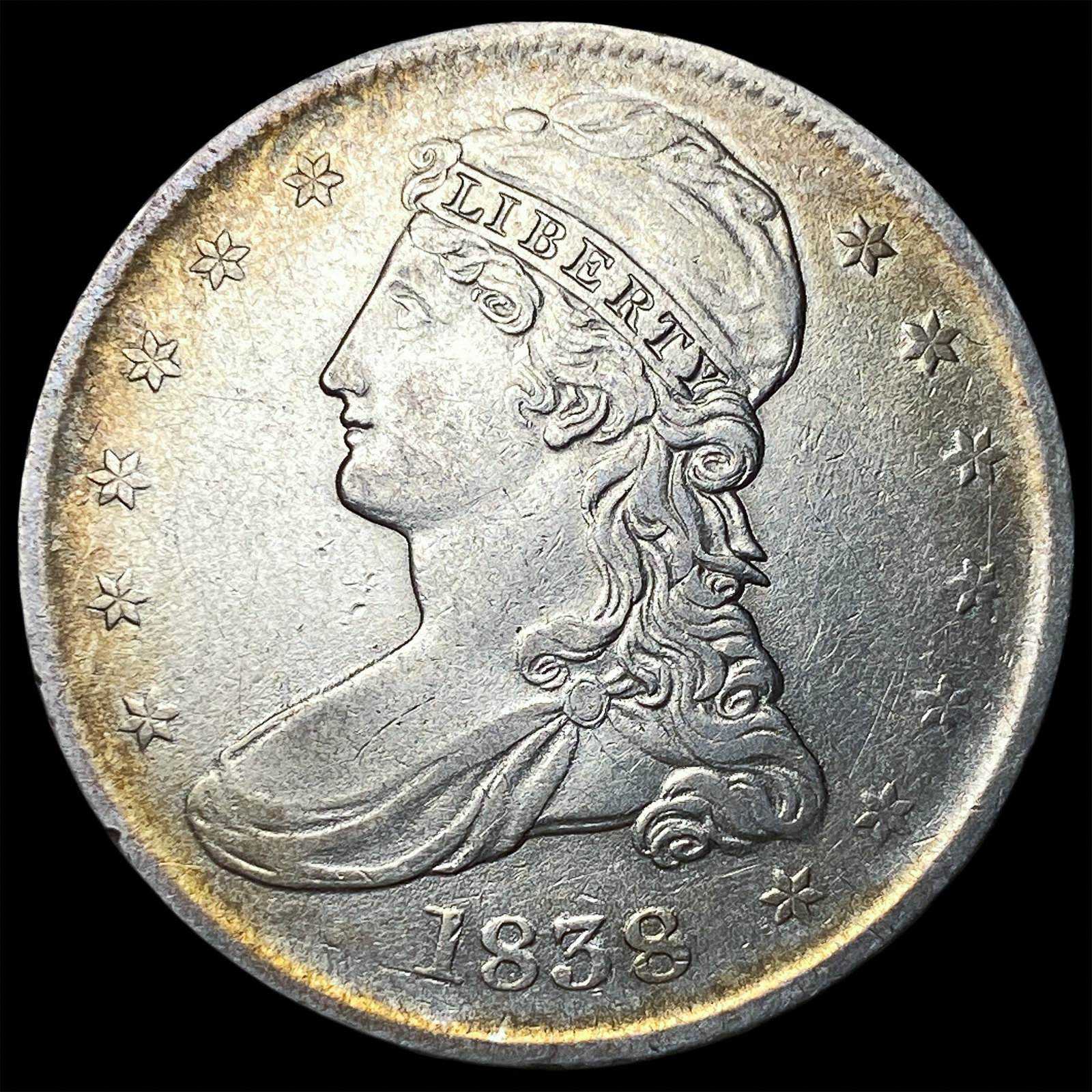 1838 Silver Half Dollar (Capped Bust) NEARLY UNCIRCULATED (1 of 2)