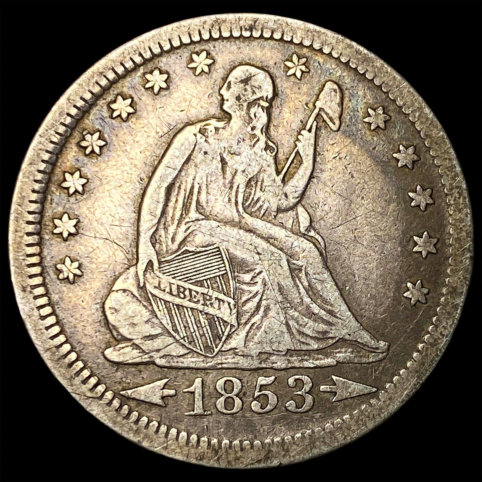 1853 Arrows Seated Liberty Quarter NEARLY UNCIRCULATED: 1853 Arrows Seated Liberty Quarter NEARLY UNCIRCULATED