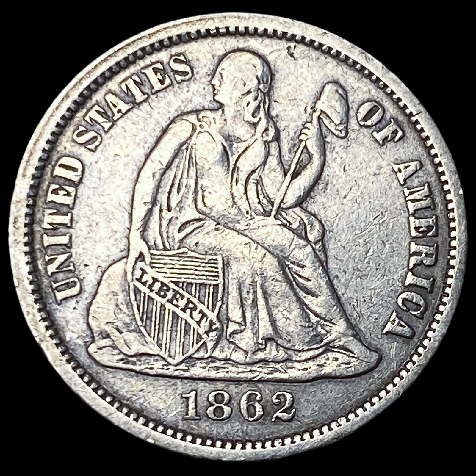 1862 Seated Liberty Dime CLOSELY UNCIRCULATED: 1862 Seated Liberty Dime CLOSELY UNCIRCULATED